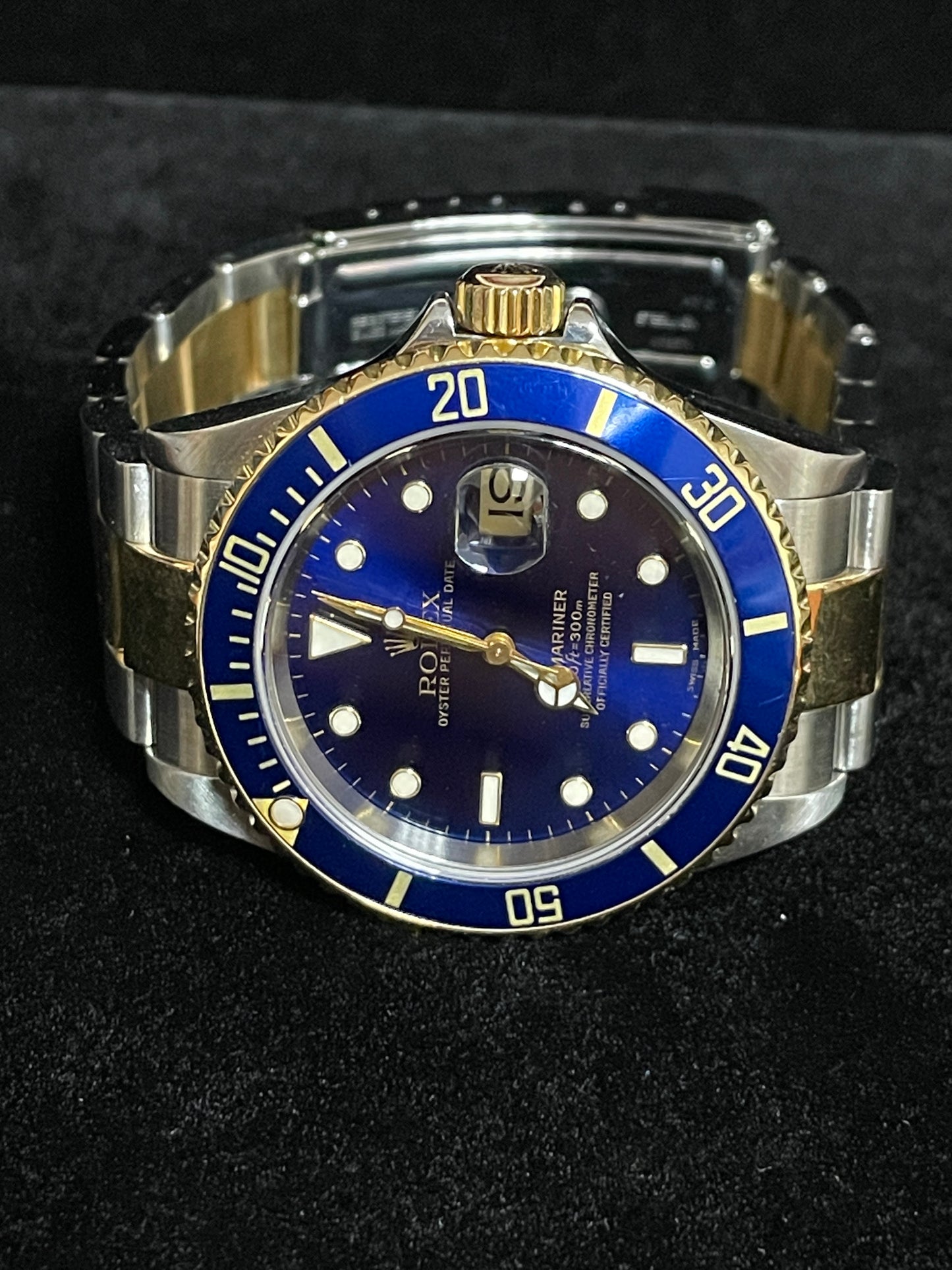 2004 Rolex Submariner 16613 Blue Dial TT No Holes SEL Gold Oyster No Papers 40mm