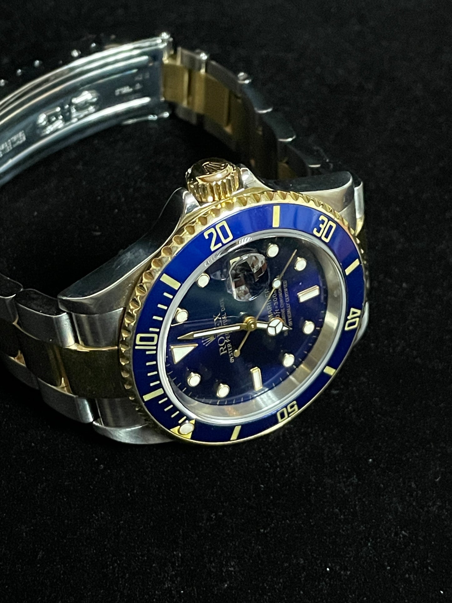 2004 Rolex Submariner 16613 Blue Dial TT No Holes SEL Gold Oyster No Papers 40mm