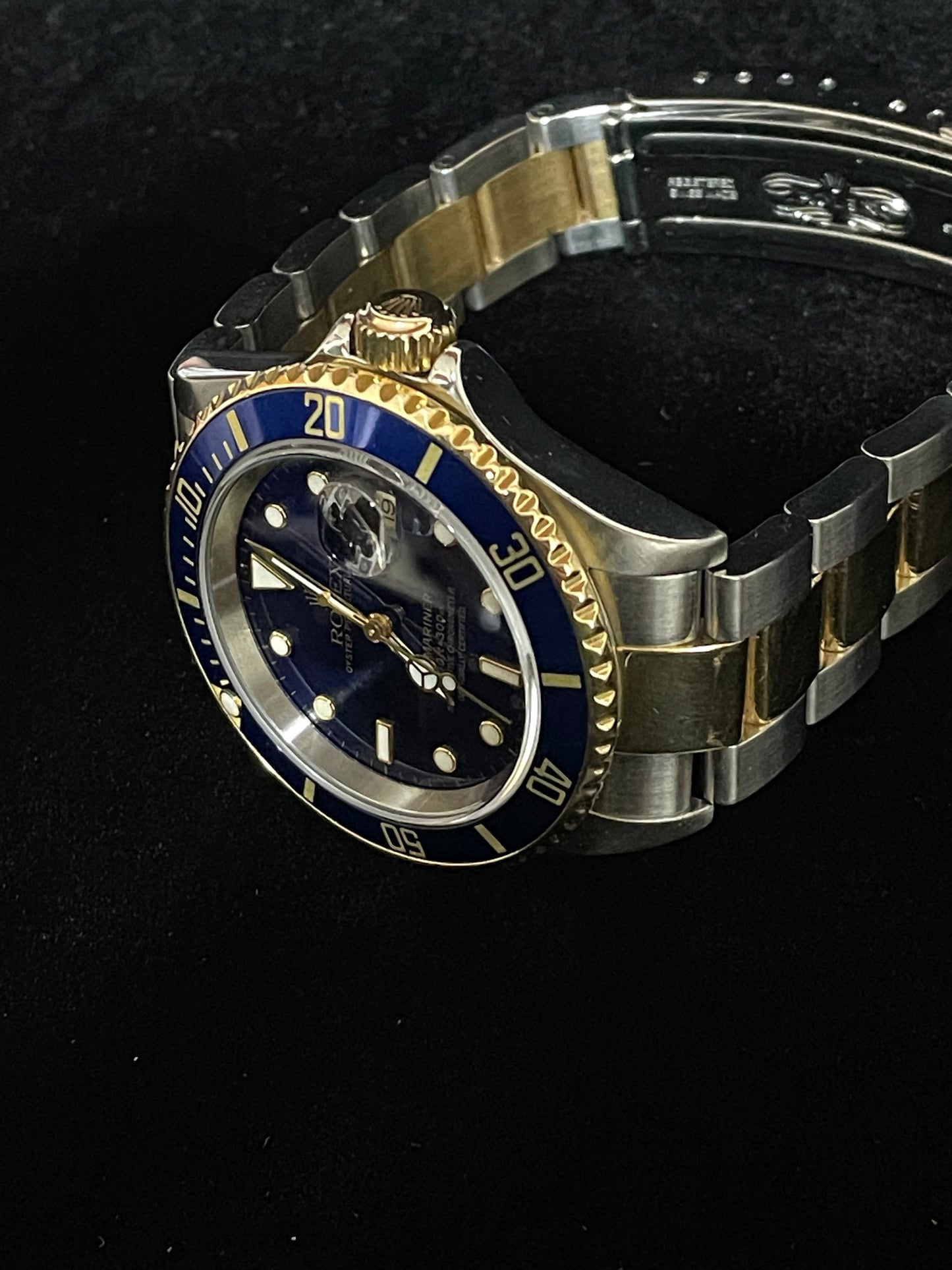 2004 Rolex Submariner 16613 Blue Dial TT No Holes SEL Gold Oyster No Papers 40mm