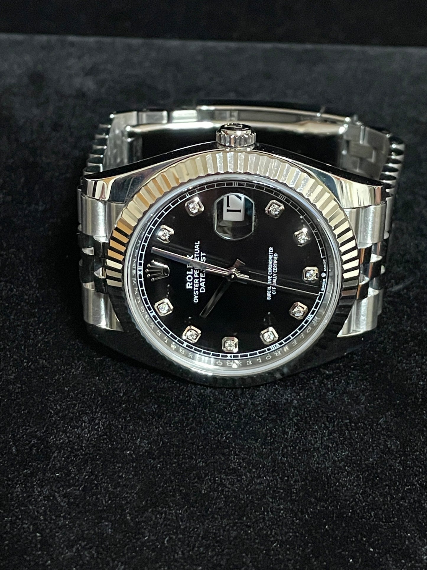 OHT 2024 Rolex Datejust 126334 Black Diamond Dial SS Jubilee With Papers 41mm