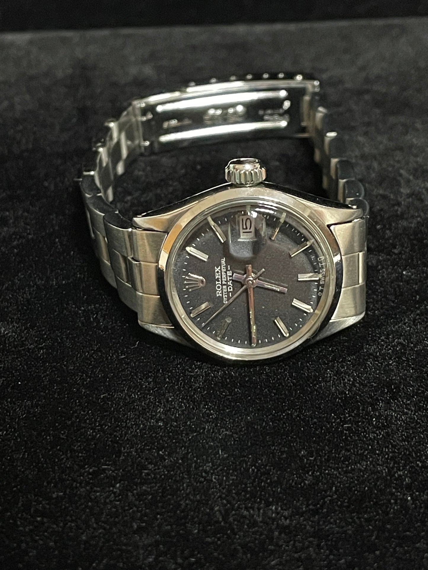 Rolex Ladies Date 6516 Black Dial SS Oyster No Papers 26mm