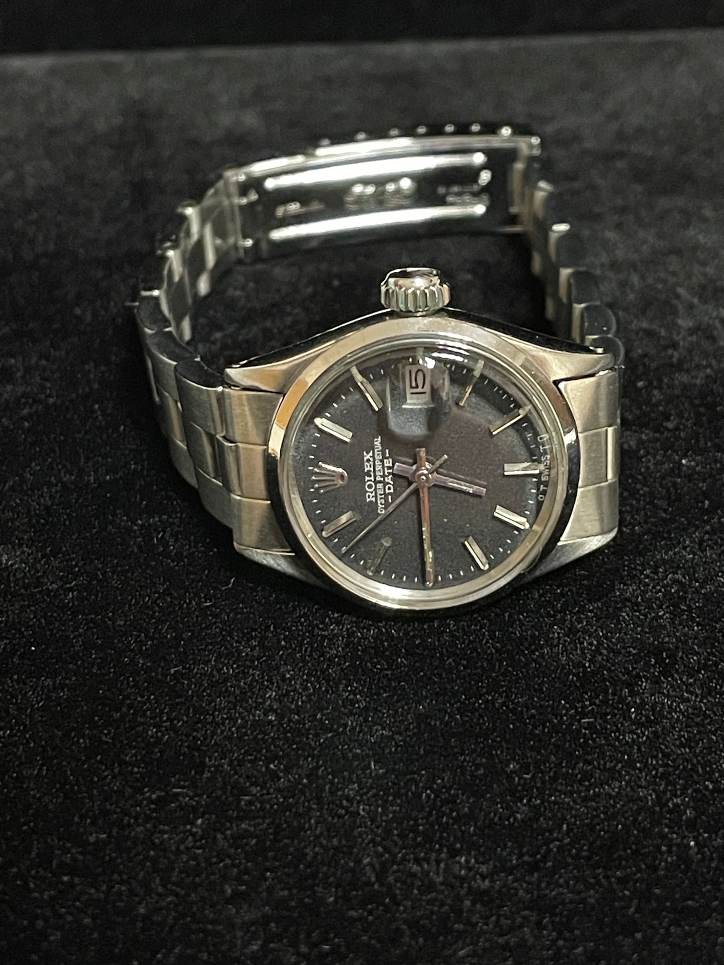Rolex Ladies Date 6516 Black Dial SS Oyster No Papers 26mm