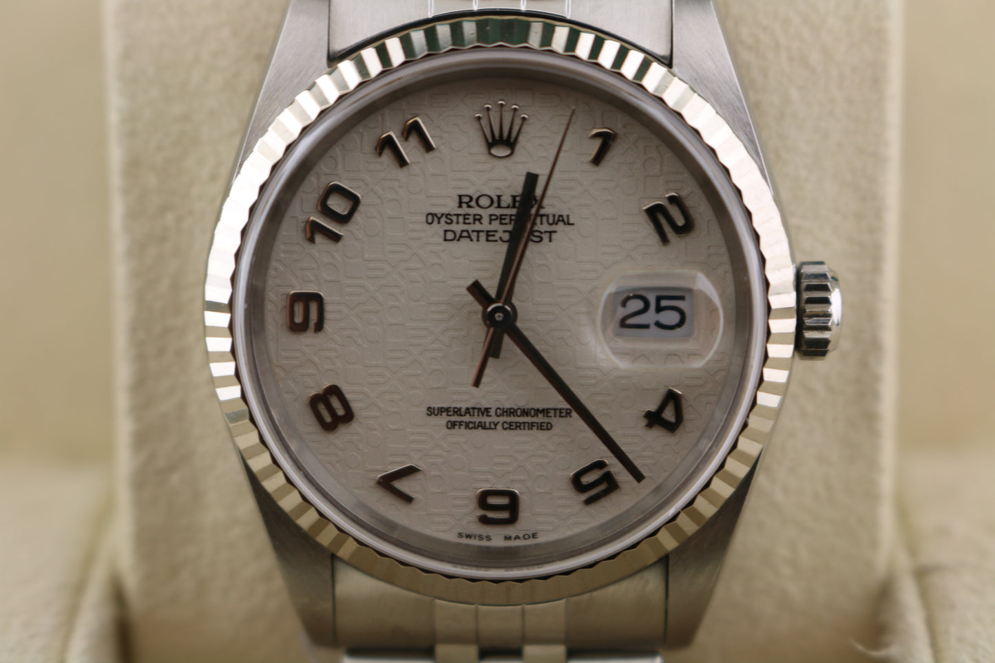 2001 Rolex Datejust 16234 Ivory Jubilee Arabic Dial SS Jubilee No Papers 36mm