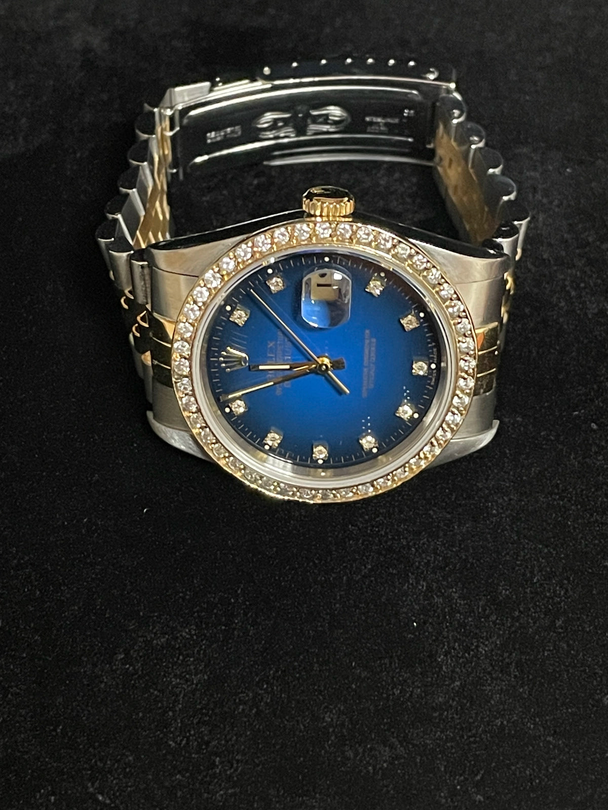 1989 Rolex Datejust 16233 Blue Vignette Diamond Dial TT Jubilee No Papers 36mm