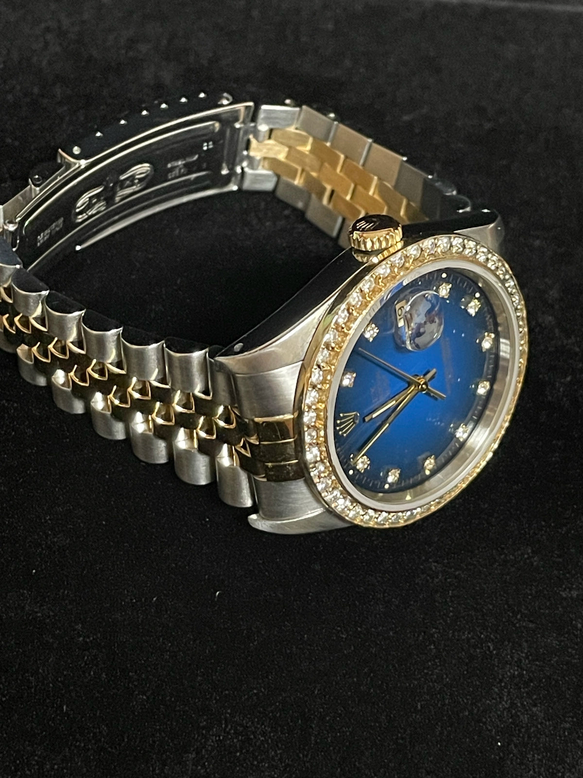 1989 Rolex Datejust 16233 Blue Vignette Diamond Dial TT Jubilee No Papers 36mm