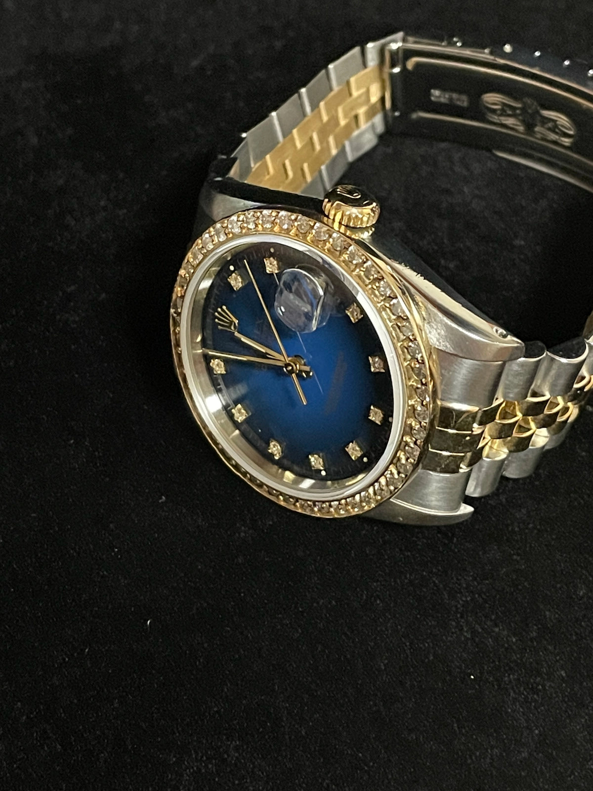 1989 Rolex Datejust 16233 Blue Vignette Diamond Dial TT Jubilee No Papers 36mm