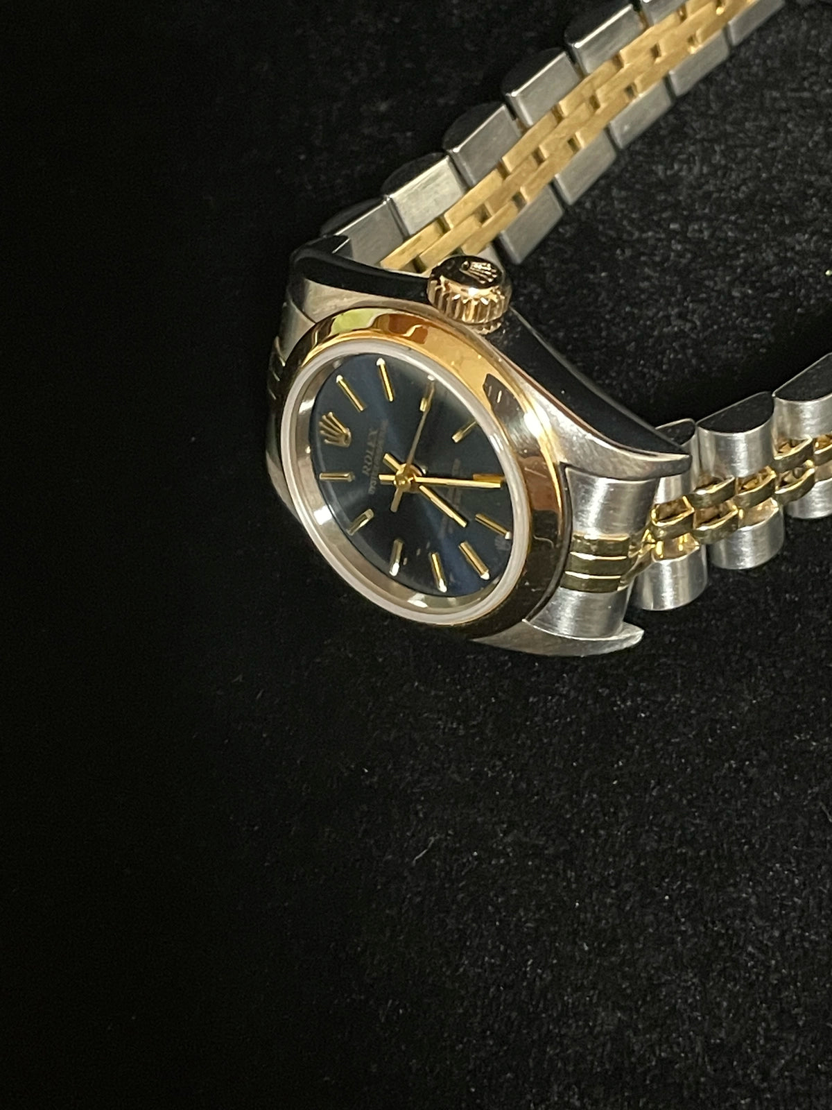 1996 Rolex Ladies Oyster Perpetual 67183 Blue Dial TT Jubilee With Papers 24mm