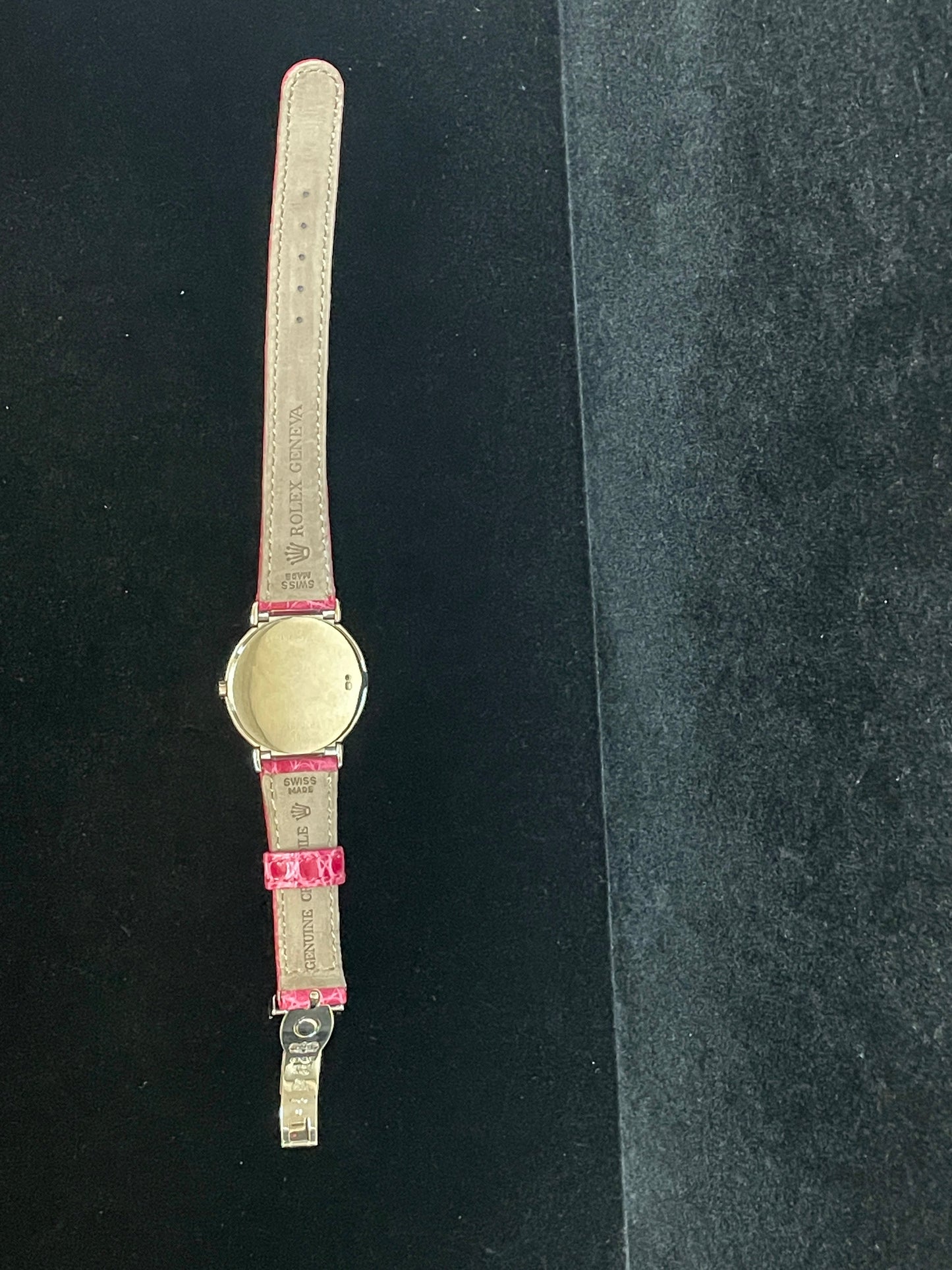 Rolex Lady Cellini 6682 Pink Roman Dial Leather strap Diamond lugs 18kt WG 33mm