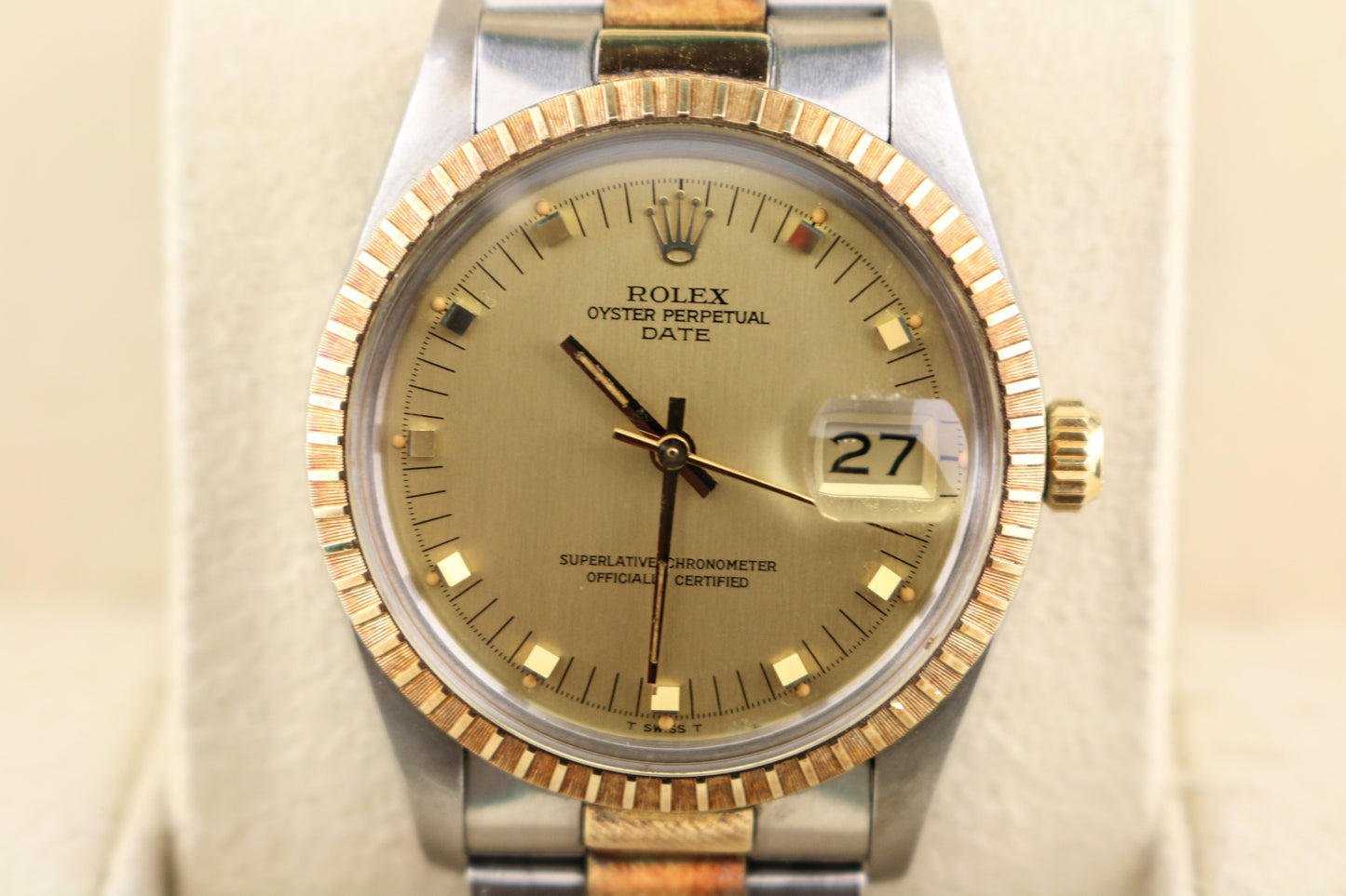 1981 Rolex Date 15053 Champagne Dial TT Rosey Patina Oyster No Papers 34mm