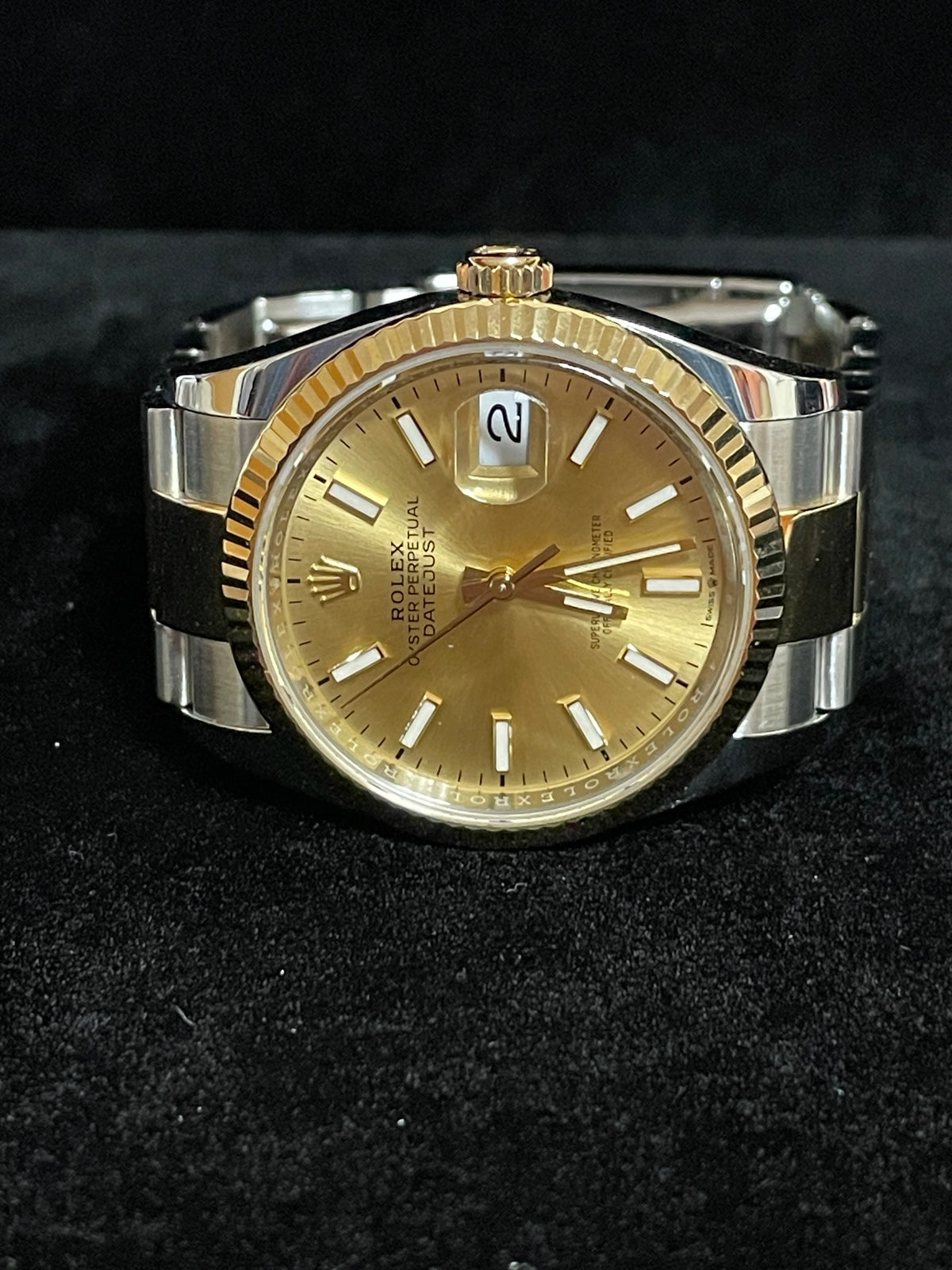 2018 Rolex Datejust 126233 Champagne Stick Dial TT Oyster With Papers 36mm