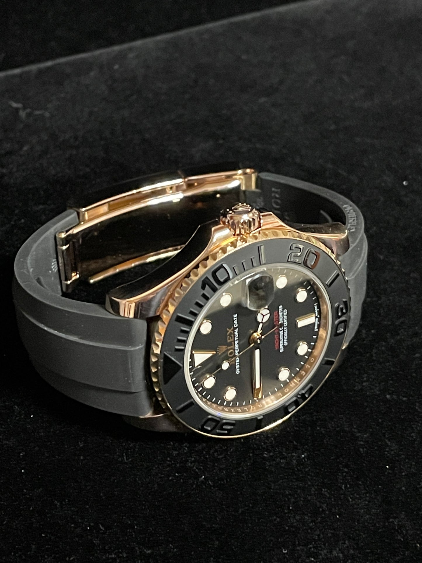 Rolex Yacht-Master Midsize 268655 Black Dial RG 18kt OysterFlex With Papers 37mm