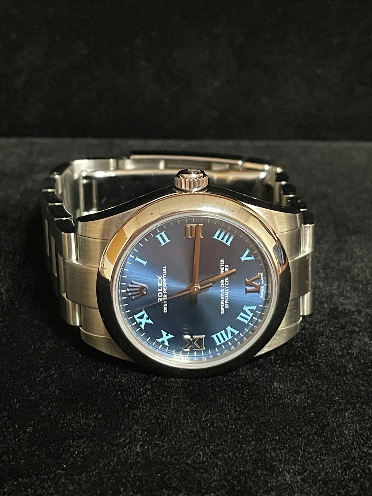 2019 Rolex Oyster Perpetual Midsize 177200 Blue Roman Dial SS Oyster 31mm
