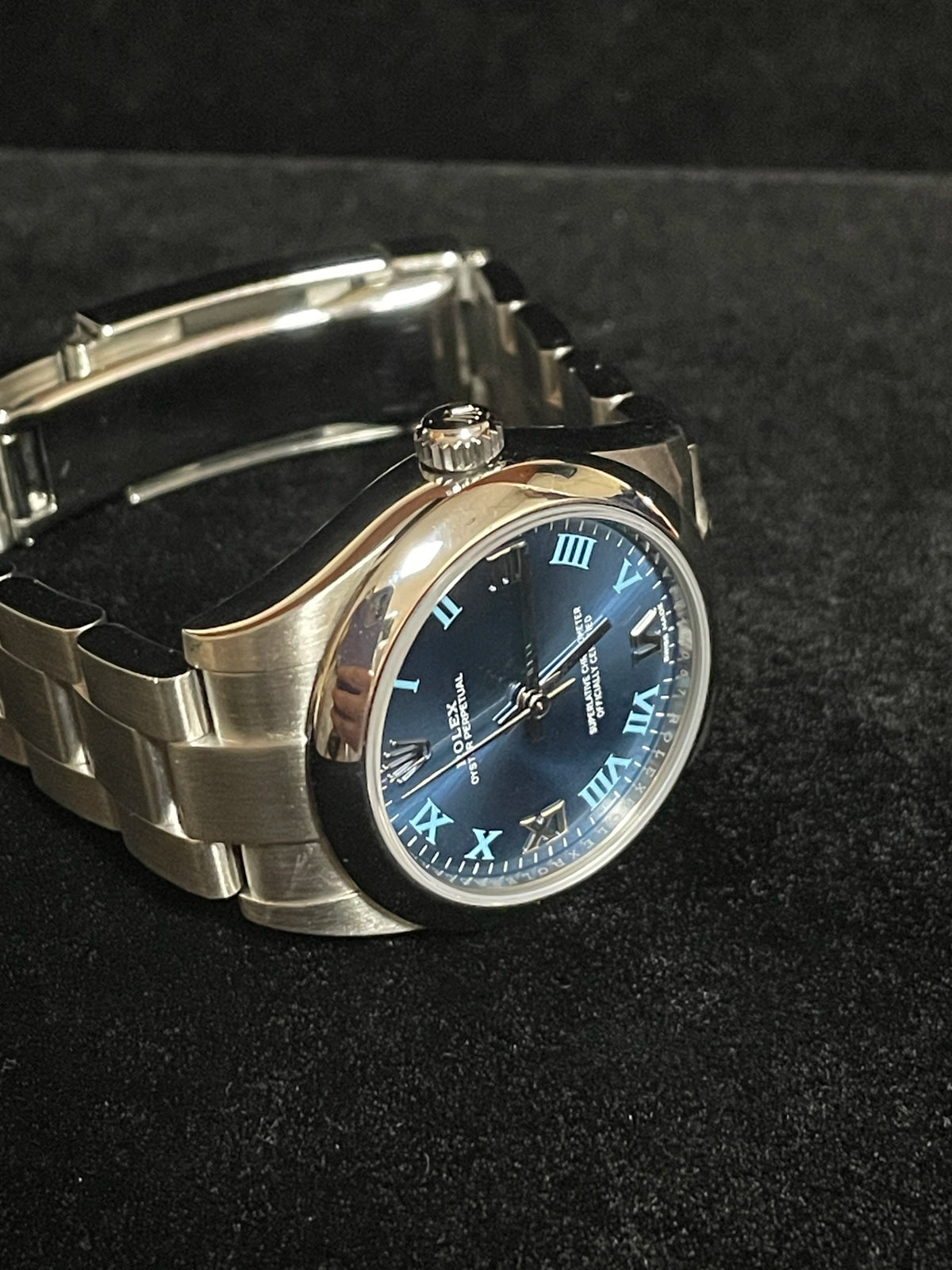 2019 Rolex Oyster Perpetual Midsize 177200 Blue Roman Dial SS Oyster 31mm