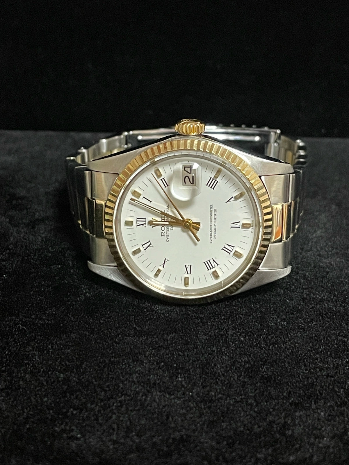 Rolex Date 1500 White Roman Dial TT Oyster No Papers 34mm