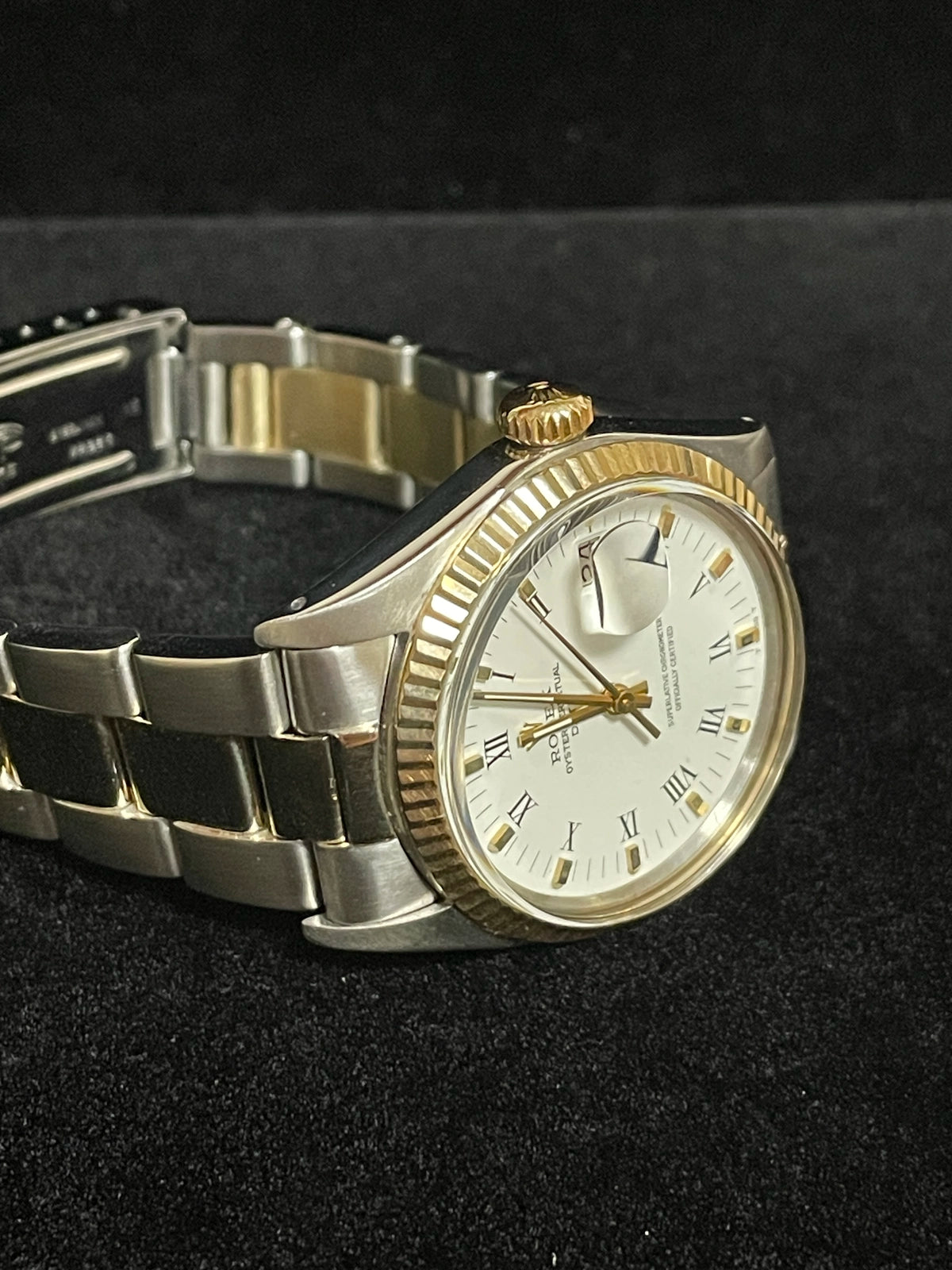 Rolex Date 1500 White Roman Dial TT Oyster No Papers 34mm