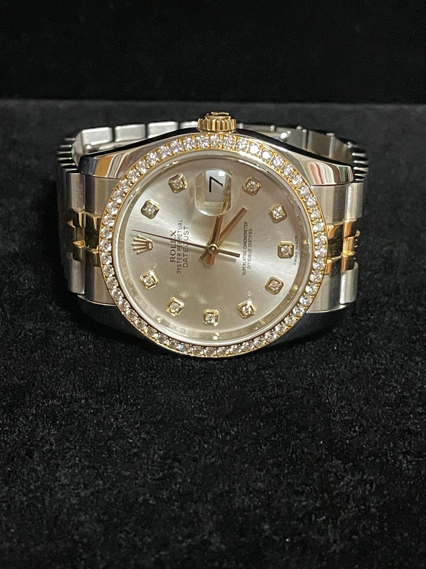 2017 Rolex Datejust 116243 Silver Diamond Dial and Bezel TT 18kt Jubilee 36mm
