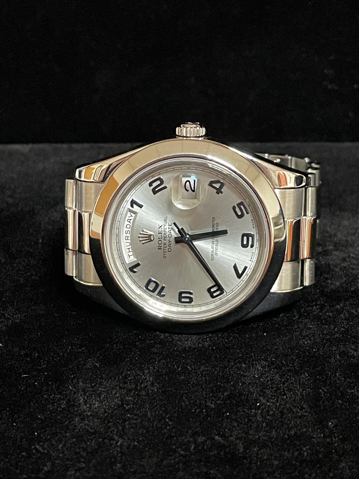 2009 Rolex DayDate 218206 Ice Blue Arabic Dial Platinum President W/ Papers 41mm