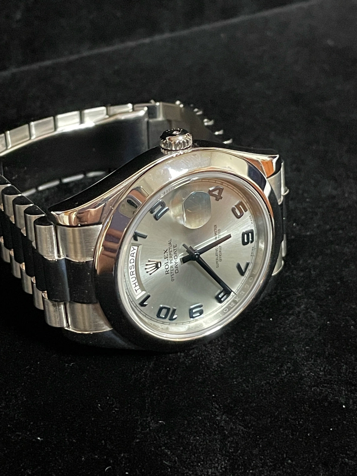 2009 Rolex DayDate 218206 Ice Blue Arabic Dial Platinum President W/ Papers 41mm