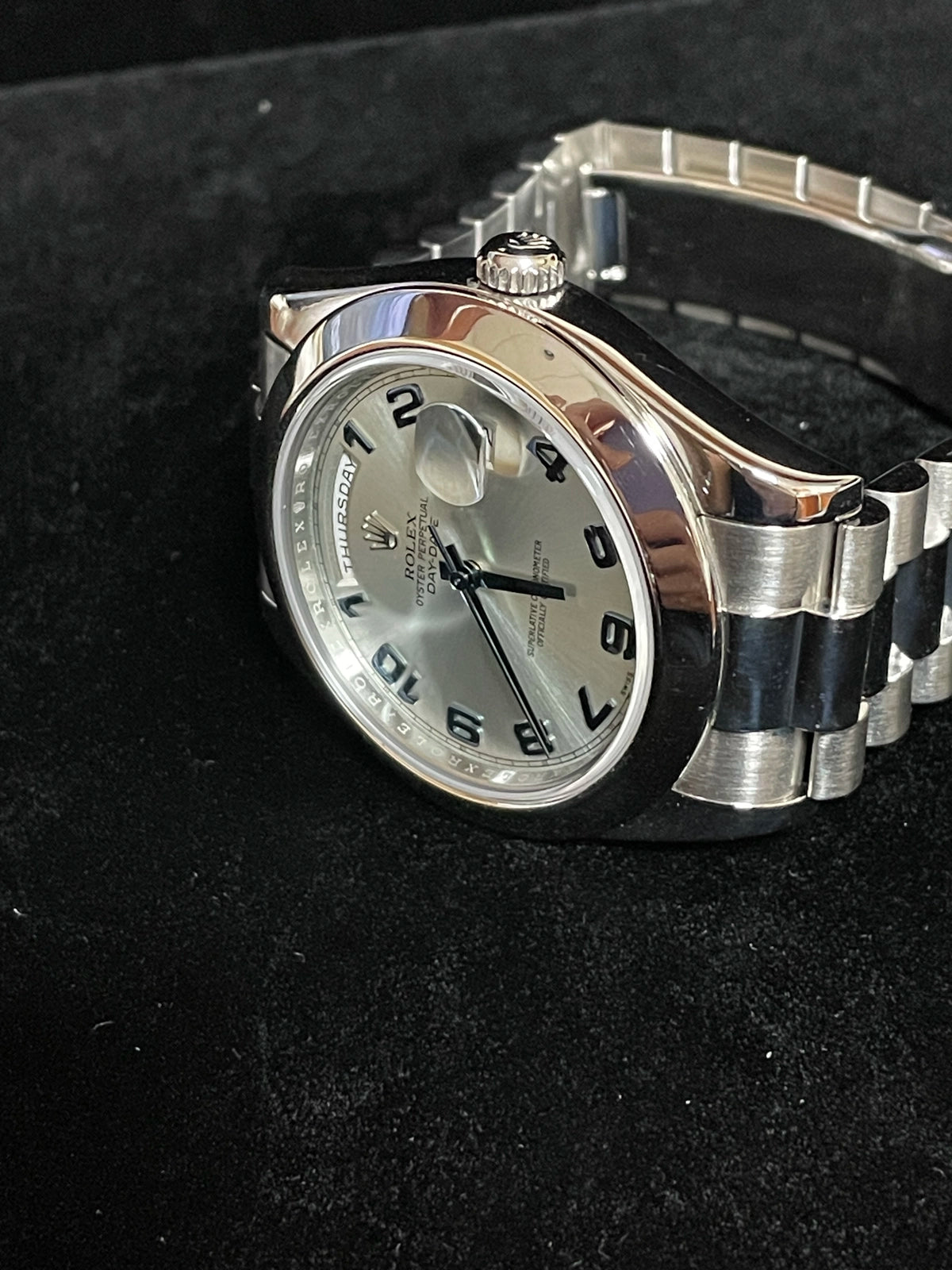 2009 Rolex DayDate 218206 Ice Blue Arabic Dial Platinum President W/ Papers 41mm