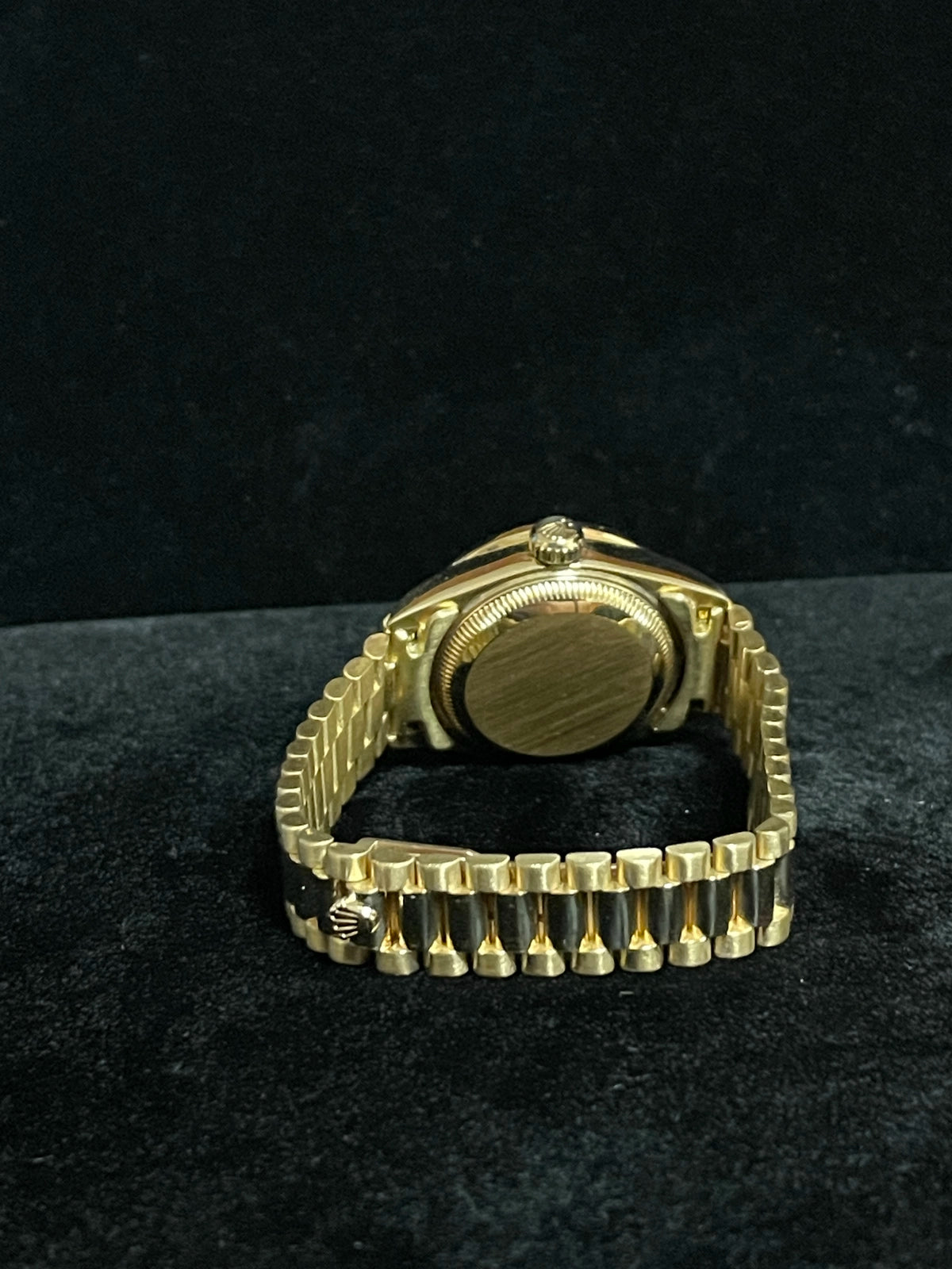 Rolex Ladies Datejust 79158 Black Diamond Dial, Bezel, Lugs 18kt President 26mm