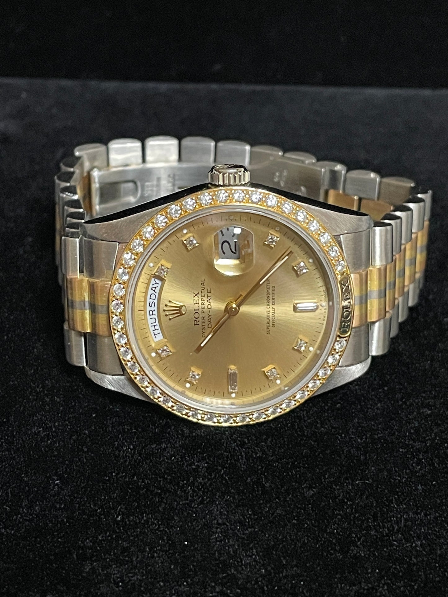 Rolex Day-Date Tridor 18349 Champagne Diamond Dial and Bezel President 18kt 36mm