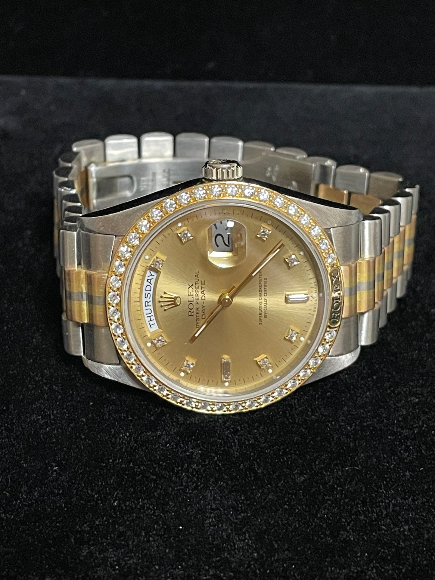 Rolex Day-Date Tridor 18349 Champagne Diamond Dial and Bezel President 18kt 36mm