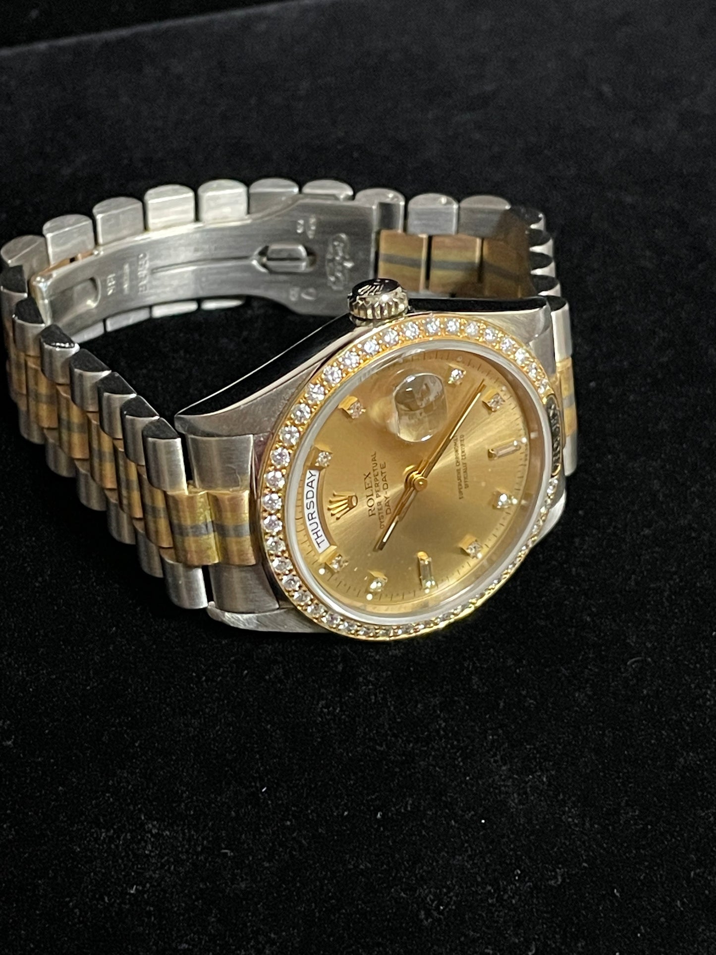 Rolex Day-Date Tridor 18349 Champagne Diamond Dial and Bezel President 18kt 36mm