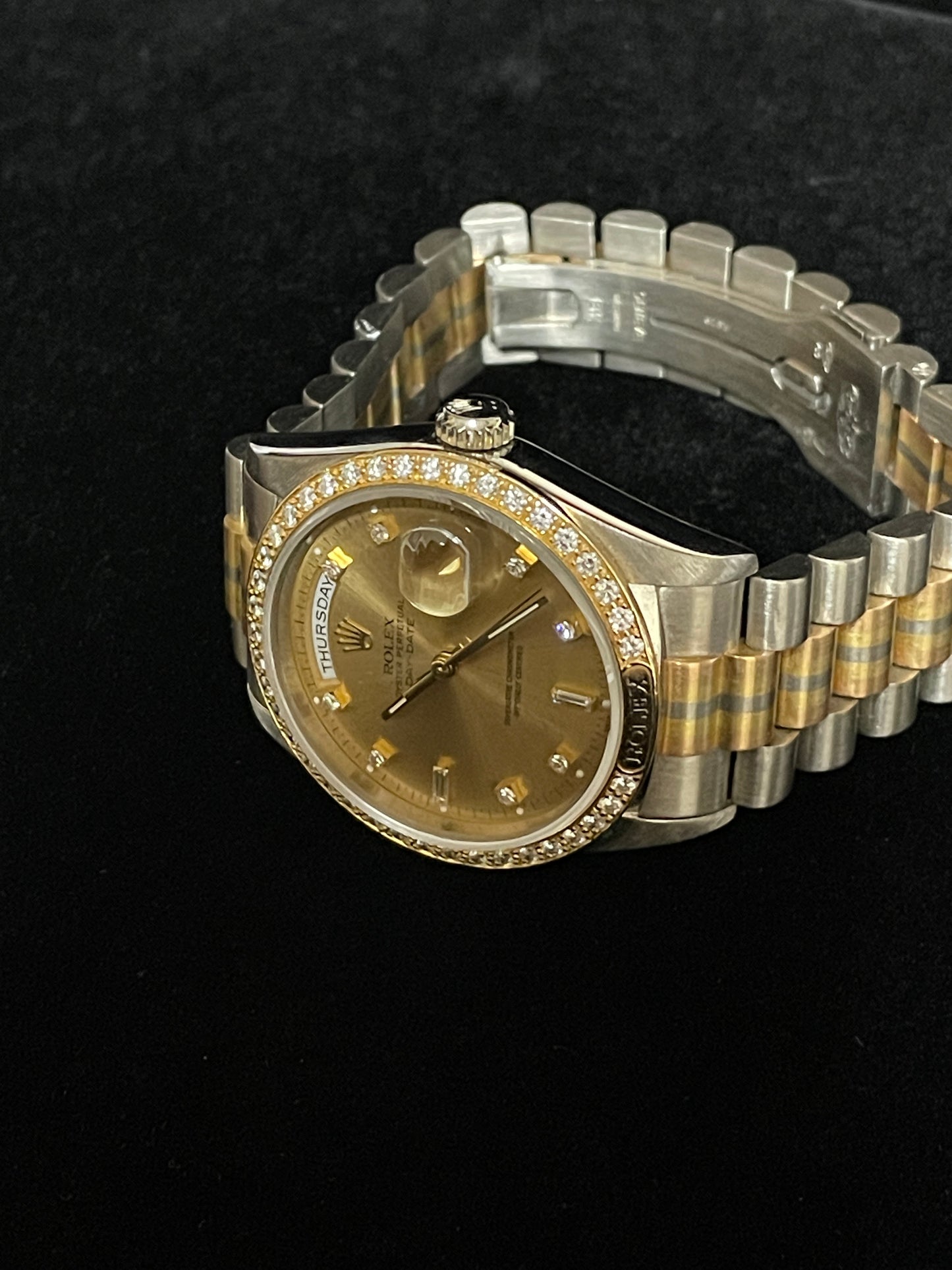Rolex Day-Date Tridor 18349 Champagne Diamond Dial and Bezel President 18kt 36mm