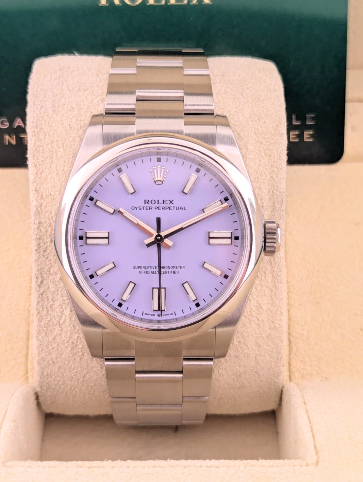 Unworn 2025 Rolex Oyster Perpetual 134300 Lavender Dial SS Oyster Box+Paper 41mm