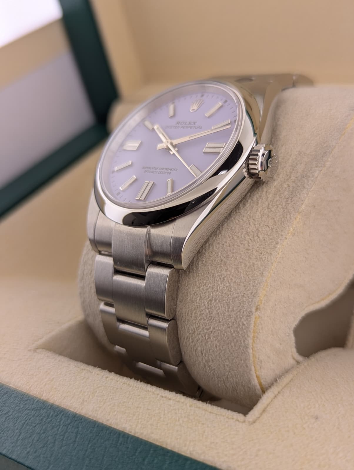 Unworn 2025 Rolex Oyster Perpetual 134300 Lavender Dial SS Oyster Box+Paper 41mm