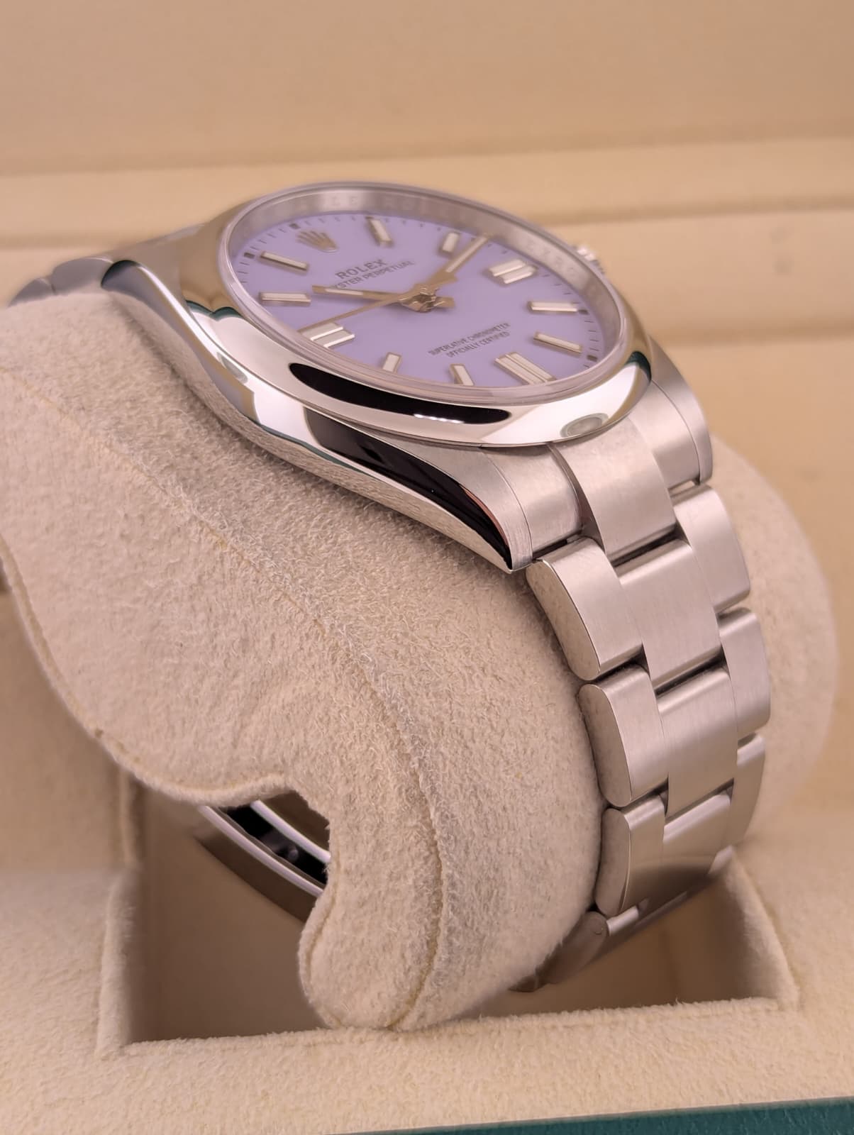 Unworn 2025 Rolex Oyster Perpetual 134300 Lavender Dial SS Oyster Box+Paper 41mm