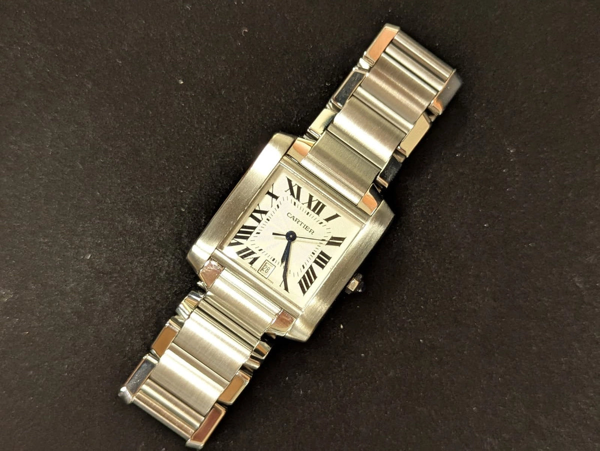 Cartier Tank Francaise 2302 White Roman Automatic With Service Paperwork 28mm