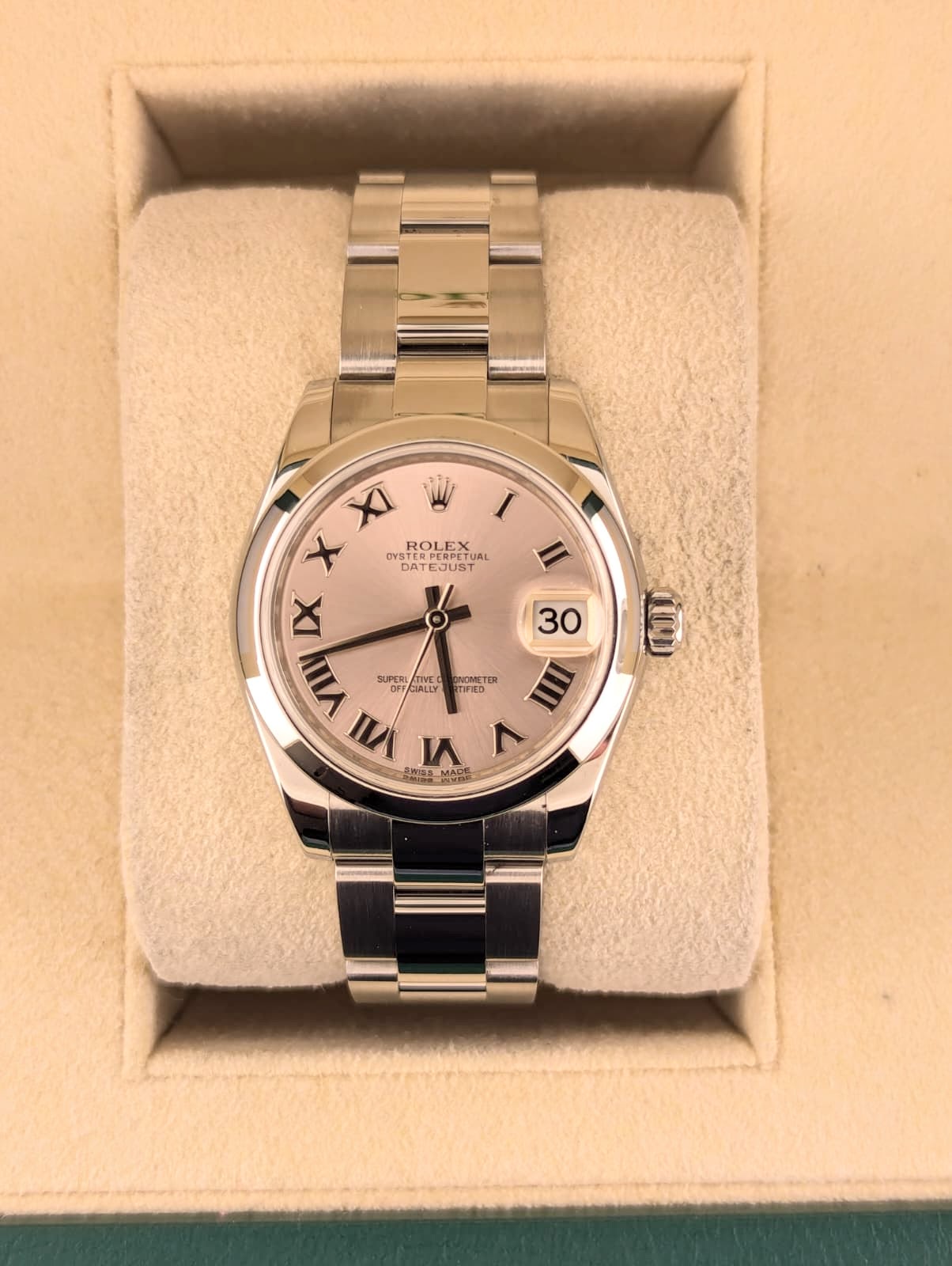 2017 Rolex Midsize Datejust 178240 Pink Roman Dial SS Oyster No Papers 31mm