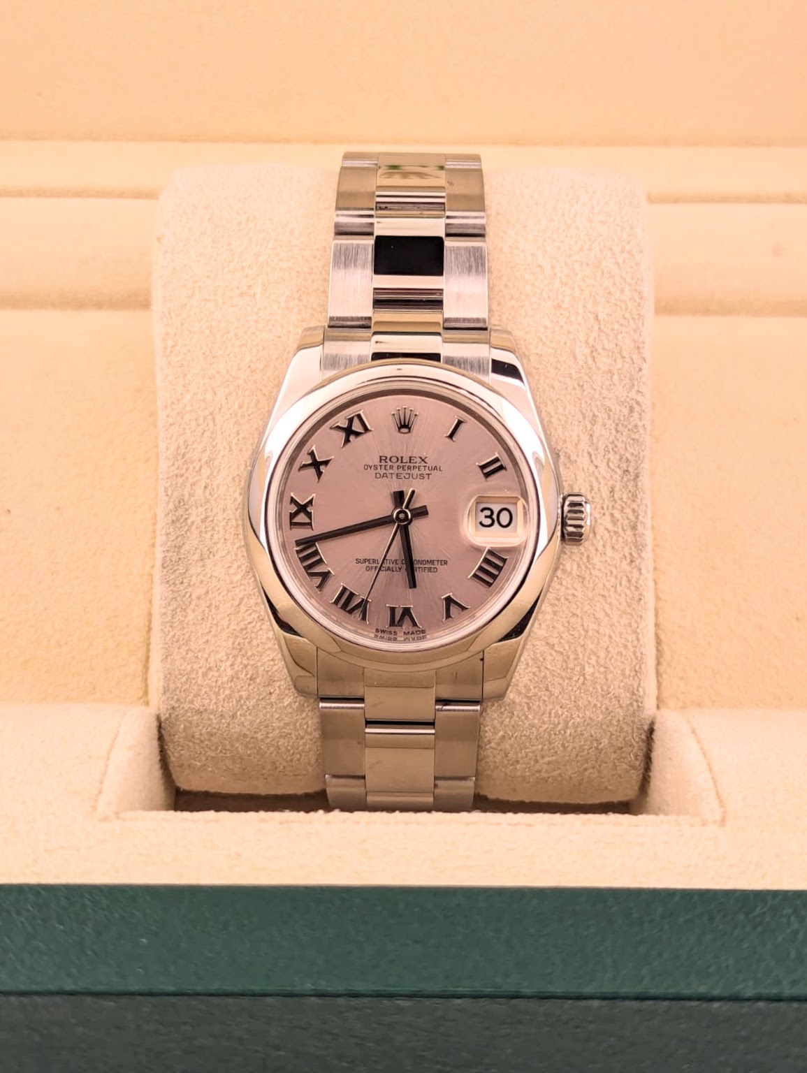 2017 Rolex Midsize Datejust 178240 Pink Roman Dial SS Oyster No Papers 31mm