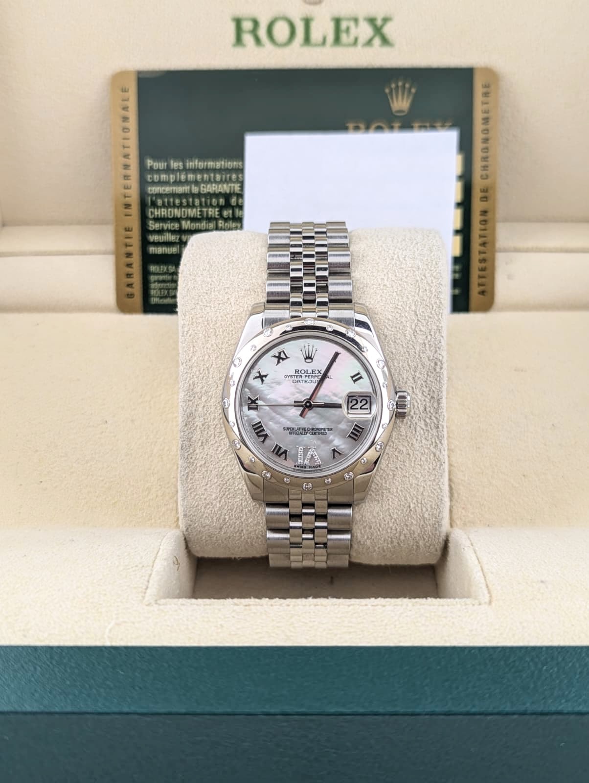 2012 Rolex Datejust 178344 MOP VI Diamond Dial and Bezel SS Jubilee Papers 31mm