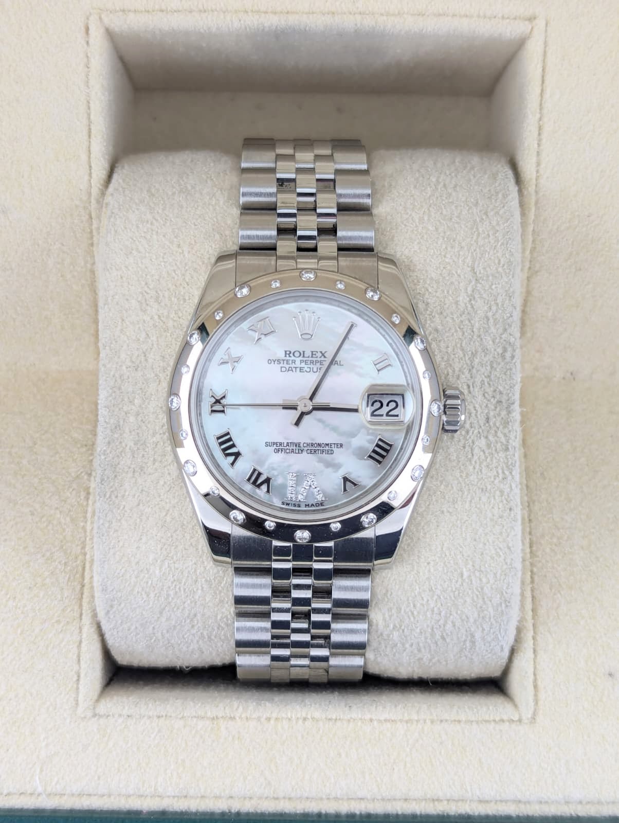 2012 Rolex Datejust 178344 MOP VI Diamond Dial and Bezel SS Jubilee Papers 31mm