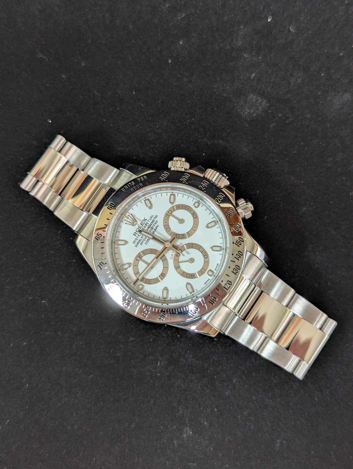 2015 Rolex Daytona 116520 White APH Dial Blue Lume SS Oyster With Papers 40mm
