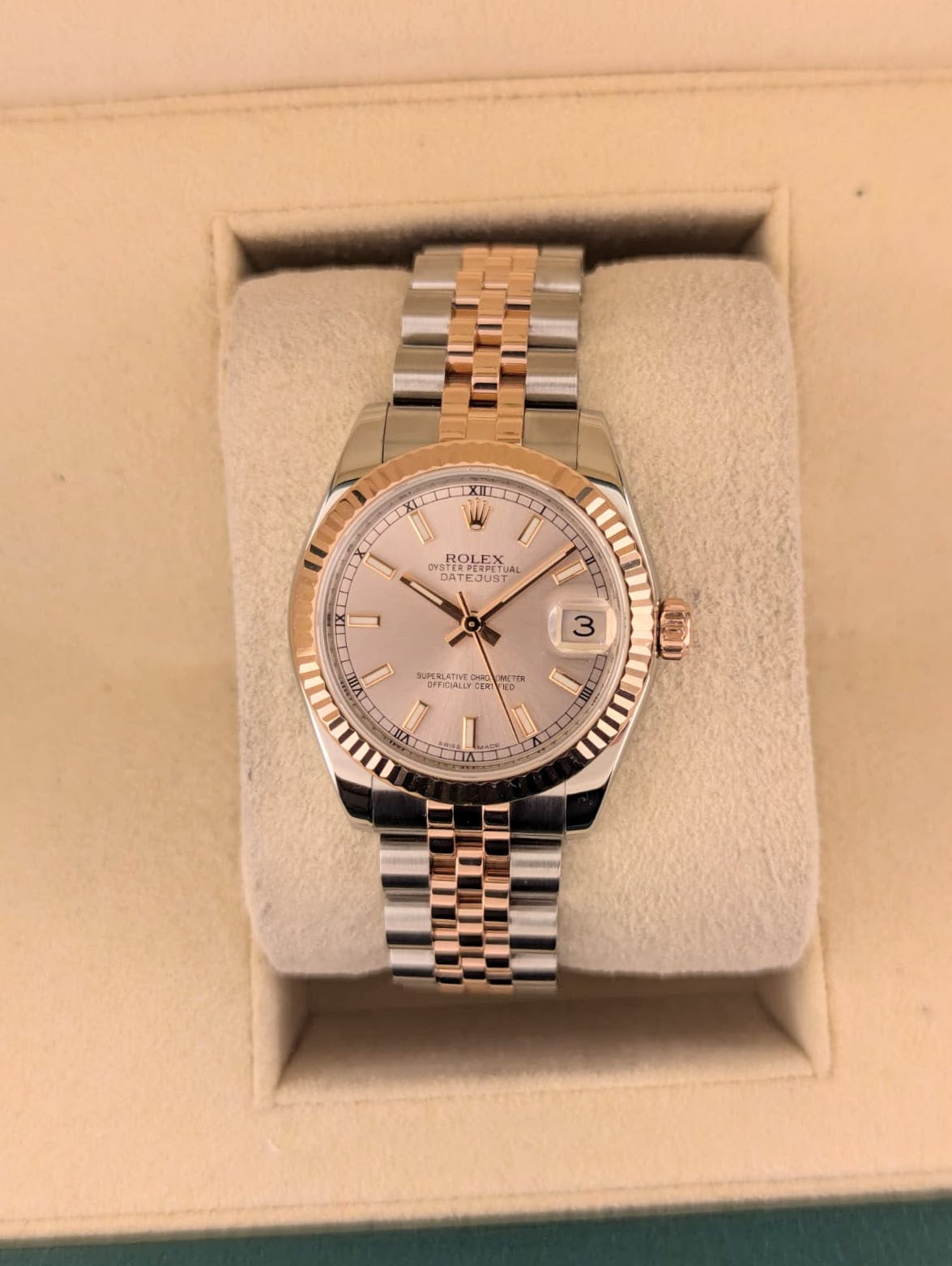 2016 Rolex Datejust Midsize 178271 Pink Dial TT Jubilee Rose No Papers 31mm