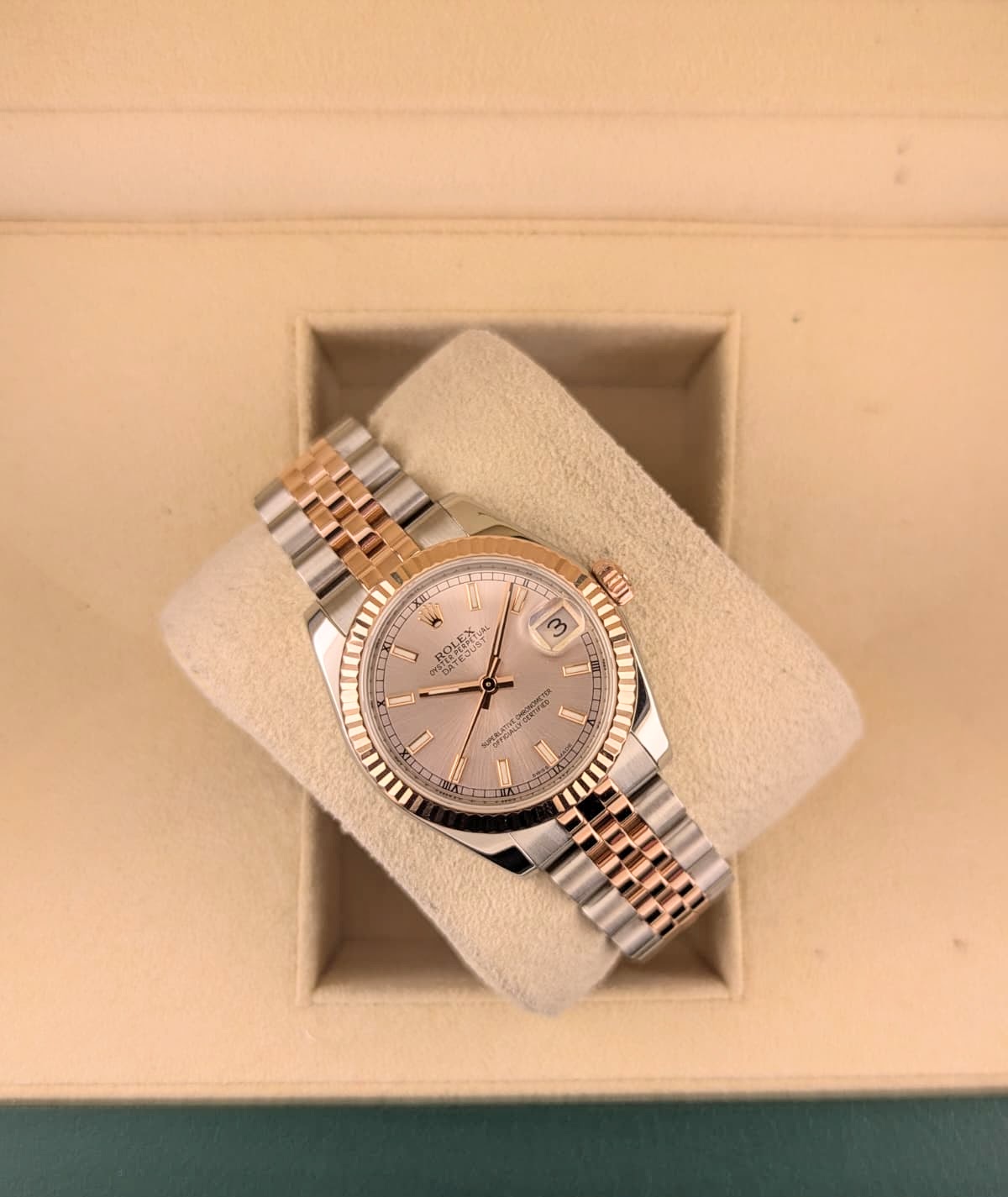 2016 Rolex Datejust Midsize 178271 Pink Dial TT Jubilee Rose No Papers 31mm