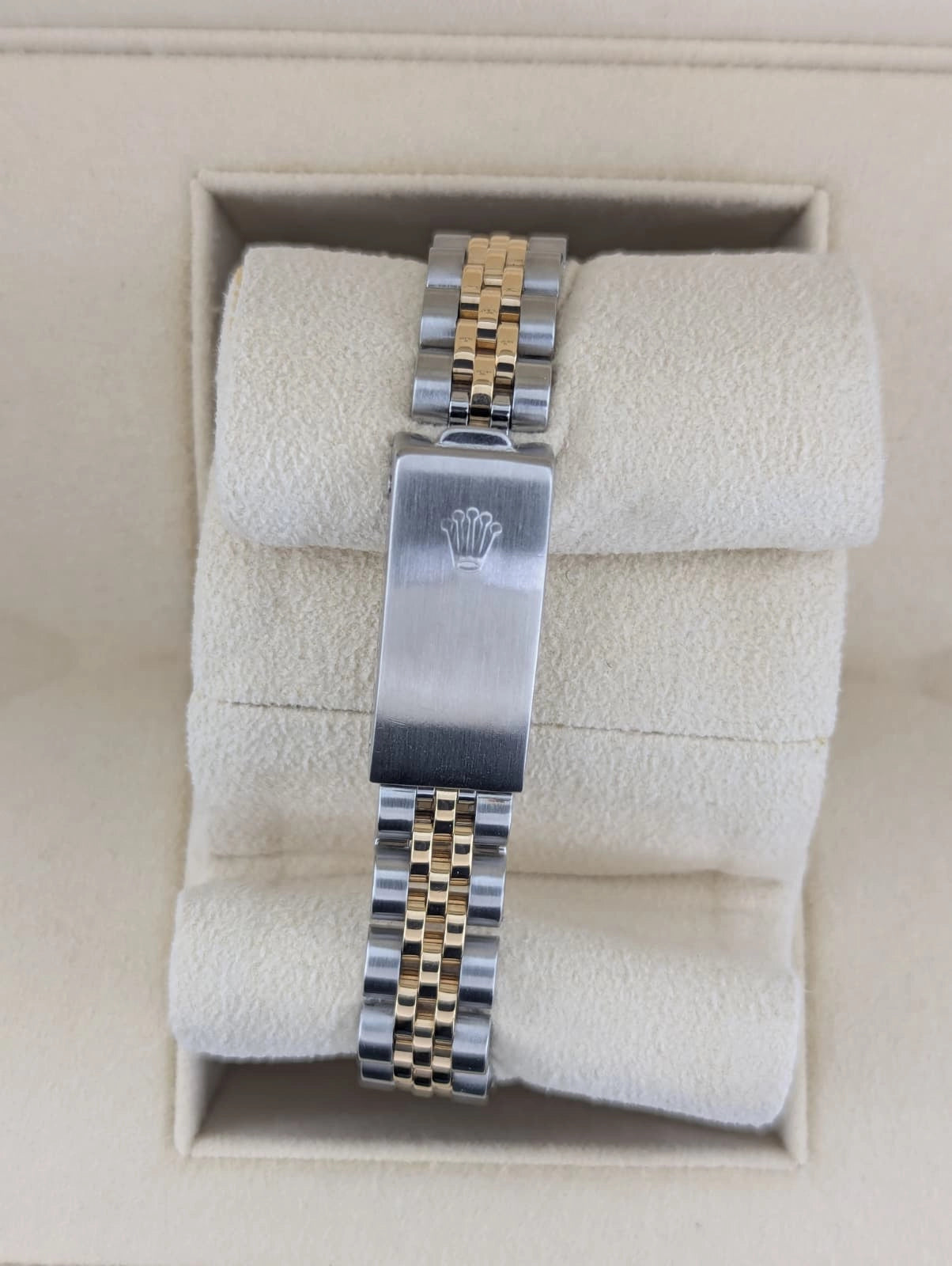 1986 Rolex Ladies Datejust 69173 White Roman Dial Diamond Bezel TT Jubilee 26mm