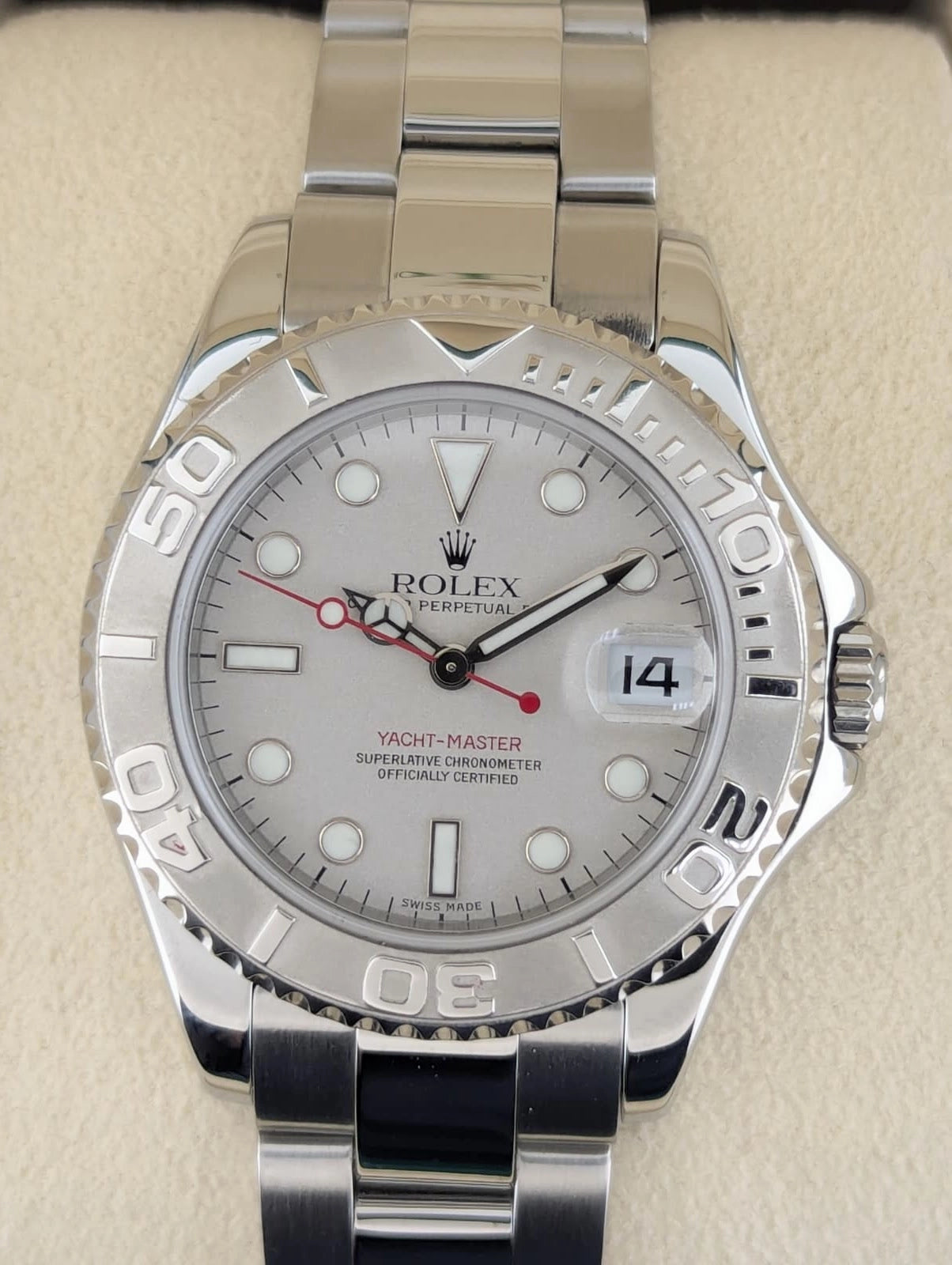 1999 Rolex Yacht-Master 168622 Platinum. Dial SS Oyster No Papers 35mm