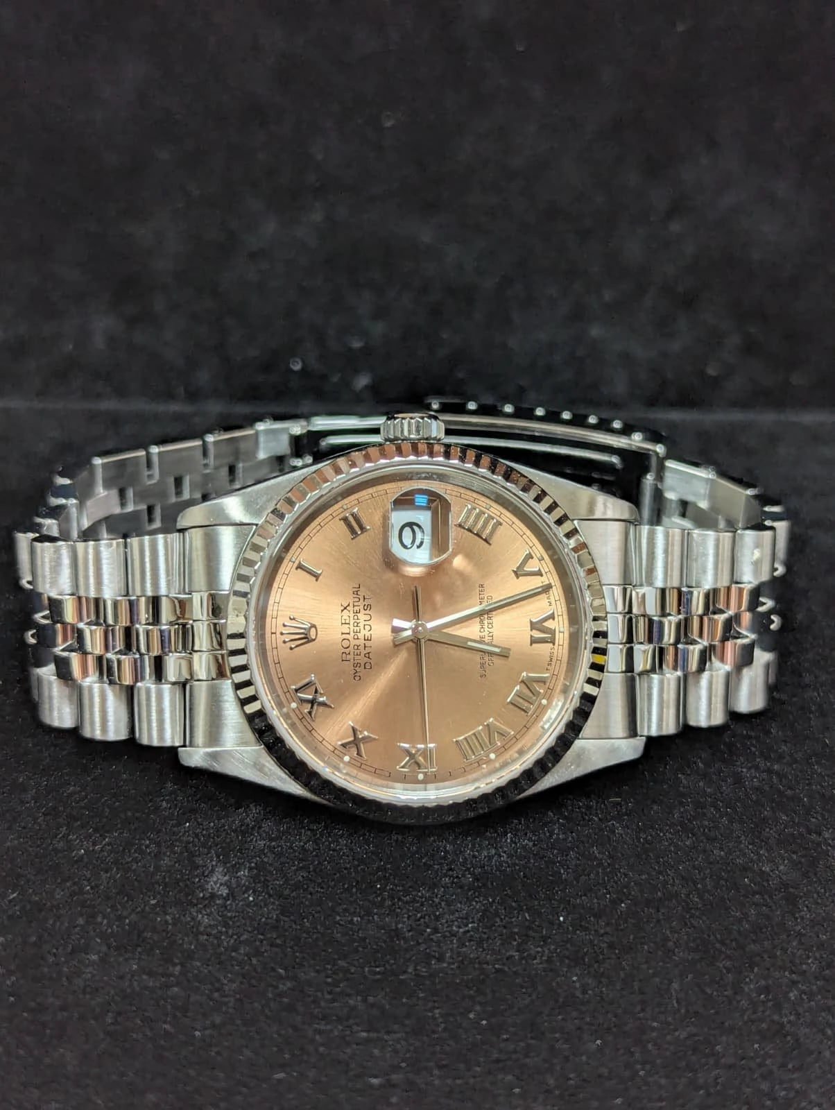Rolex Datejust 16234 Pink Roman Dial SS Jubilee With Open Papers 36mm