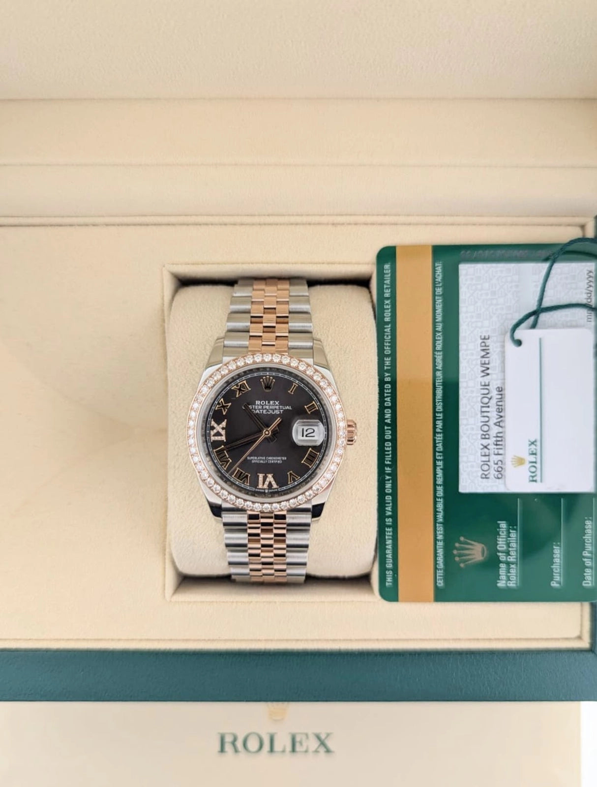 2018 Rolex Datejust 126281RBR Rhodium Diamond Dial + Bezel TT Jubilee Paper 36mm