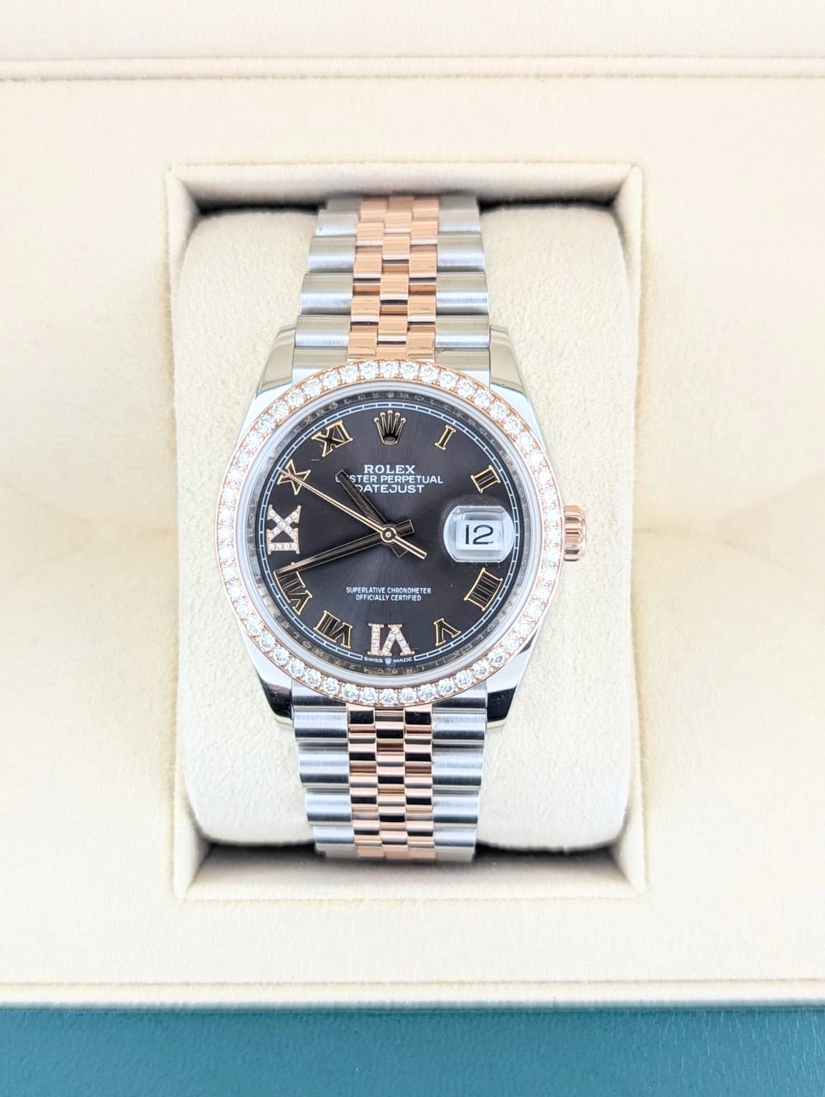 2018 Rolex Datejust 126281RBR Rhodium Diamond Dial + Bezel TT Jubilee Paper 36mm
