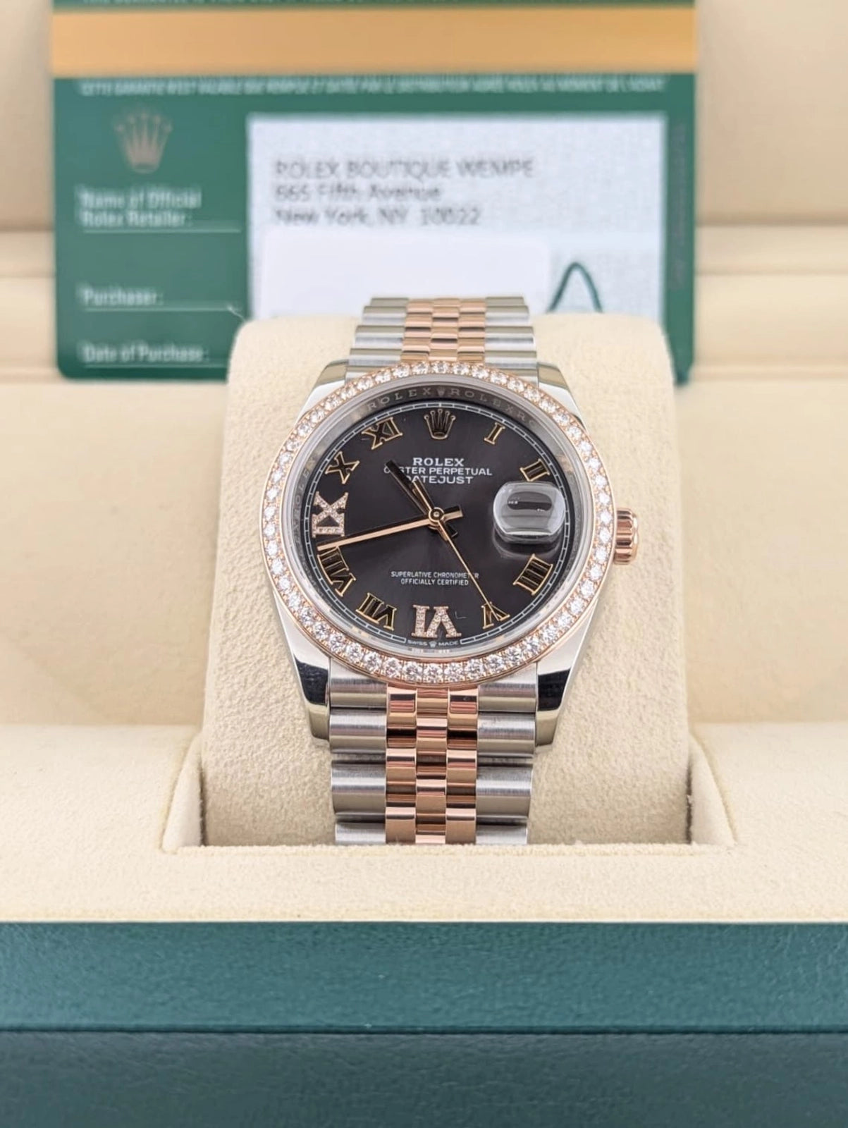 2018 Rolex Datejust 126281RBR Rhodium Diamond Dial + Bezel TT Jubilee Paper 36mm