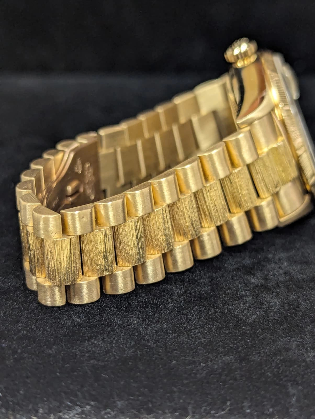 Rolex Day-Date 18078 Champagne Stick Dial 18kt Bark President With Papers 36mm