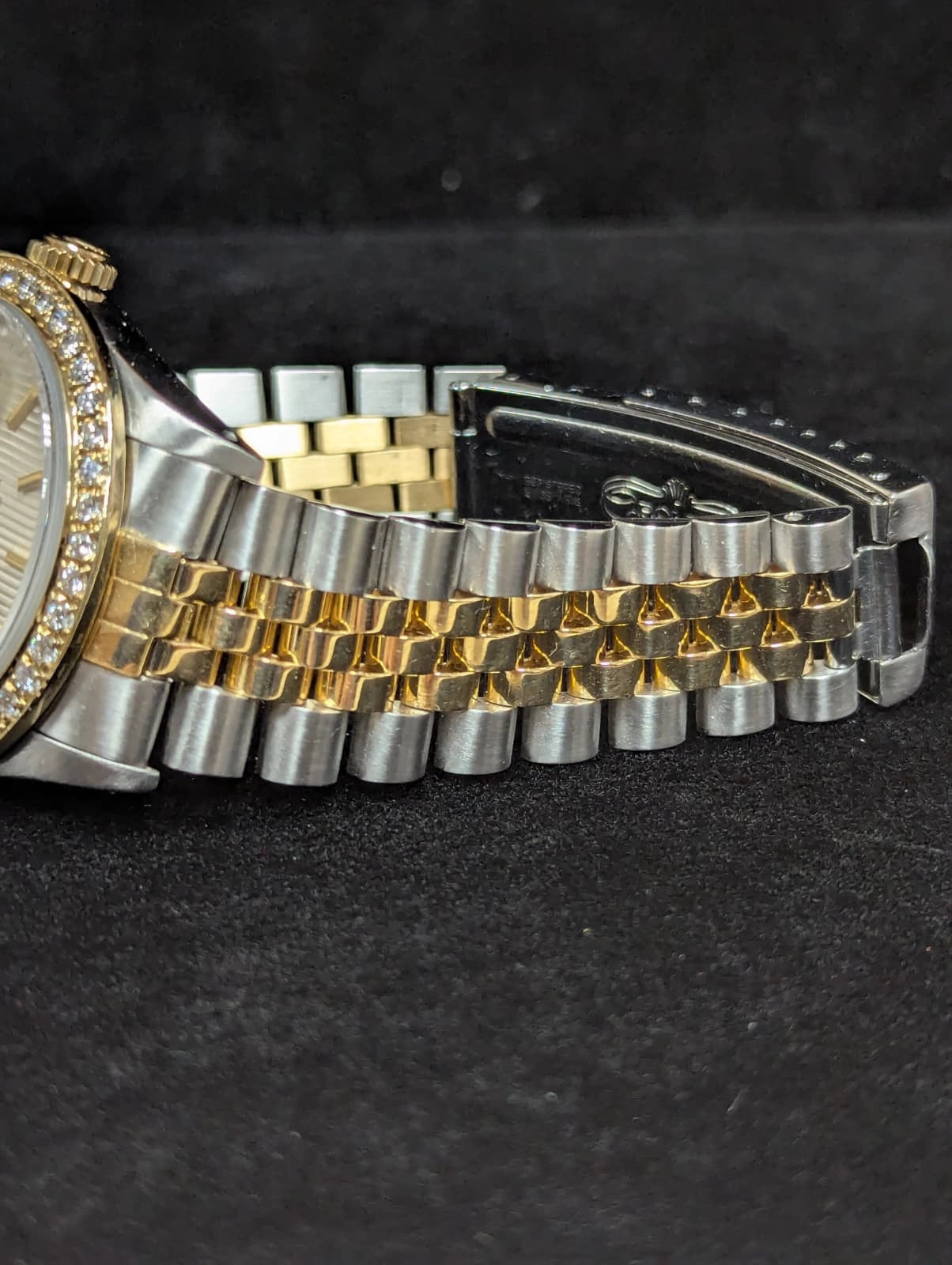 1988 Rolex Datejust 16013 Silver Tapestry Dial Diamond Bezel TT Jubilee 36mm