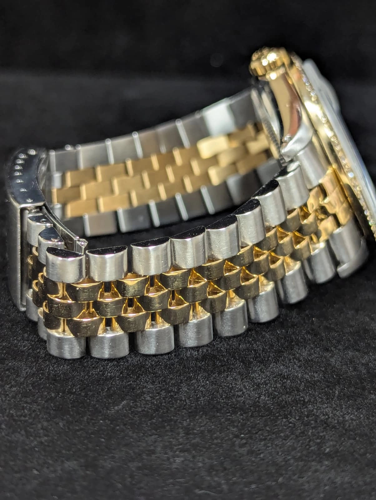 1988 Rolex Datejust 16013 Silver Tapestry Dial Diamond Bezel TT Jubilee 36mm