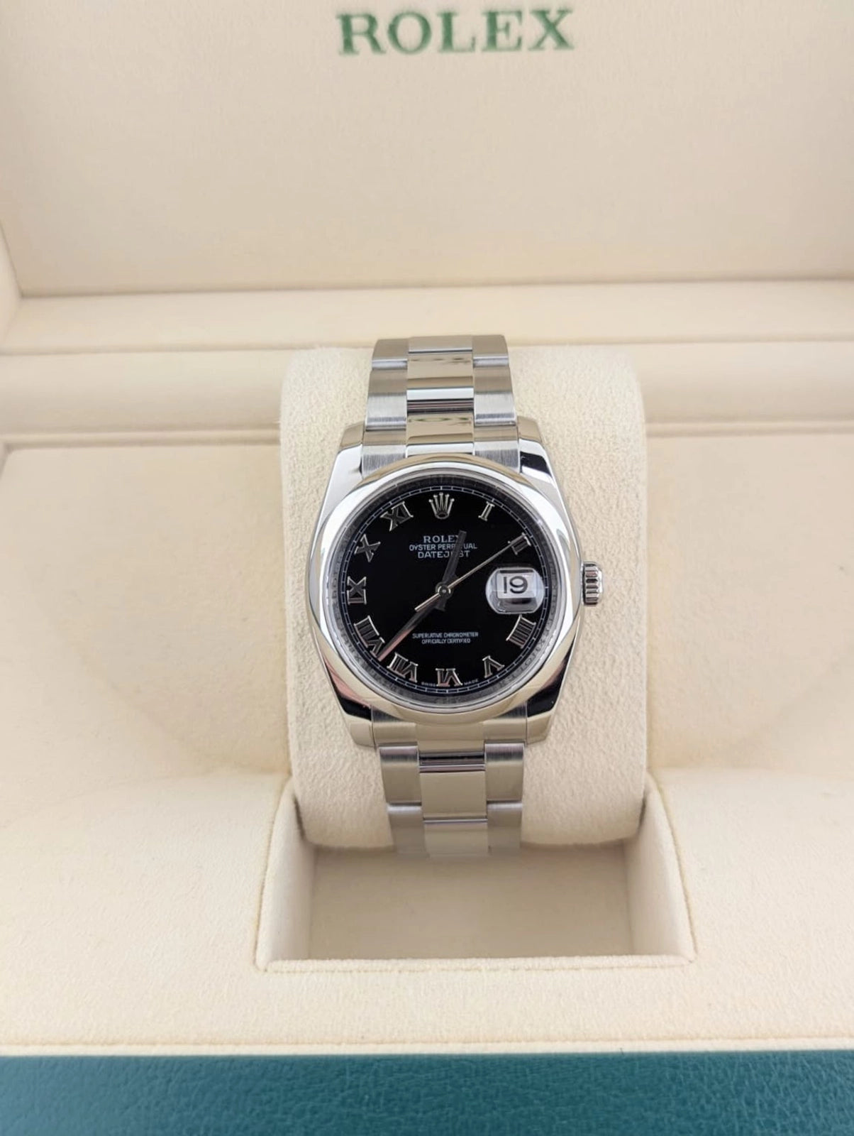 2007 Rolex Datejust 116200 Black Roman Dial SS Oyster No Papers 36mm