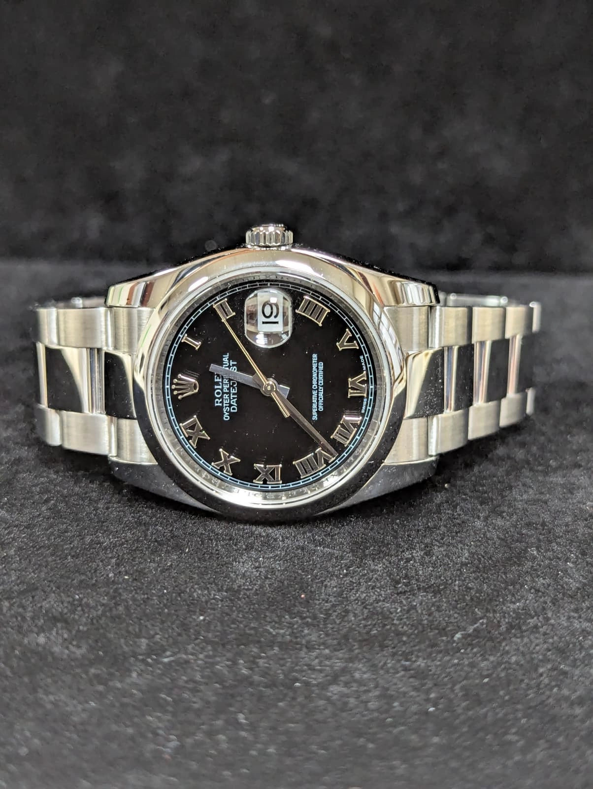 2007 Rolex Datejust 116200 Black Roman Dial SS Oyster No Papers 36mm